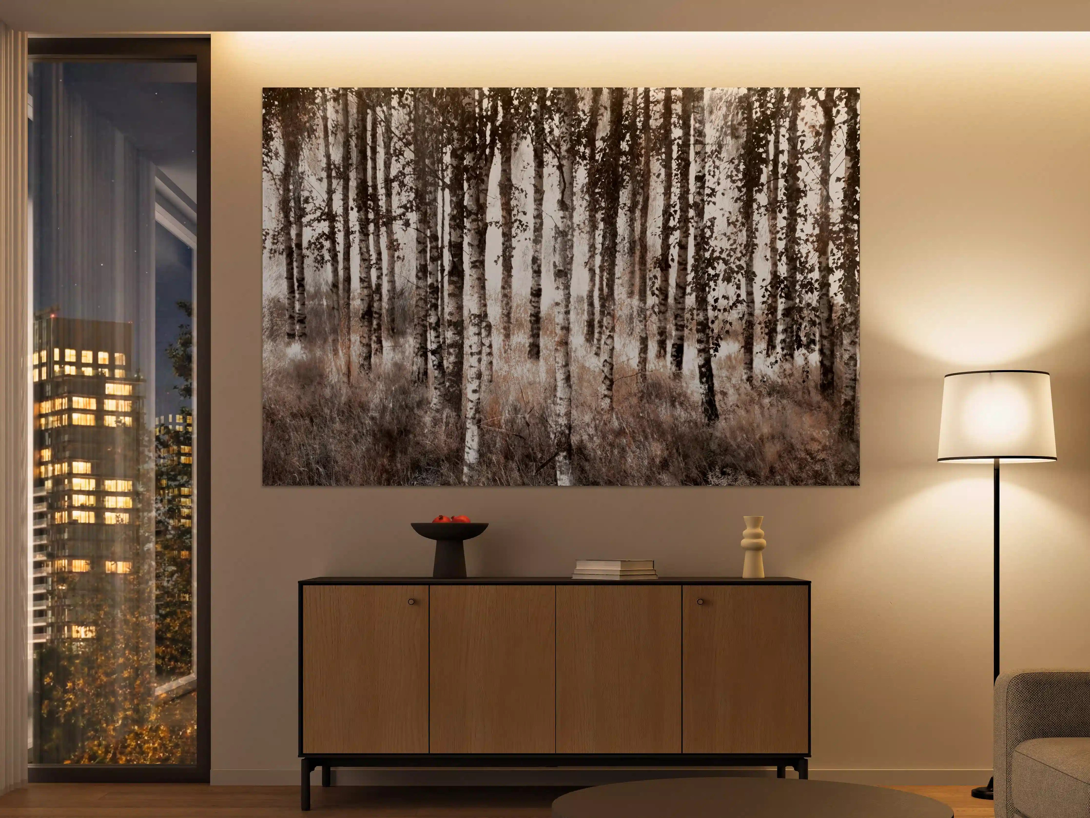 Große Wandbilder - Weiße Birken im Herbstwald