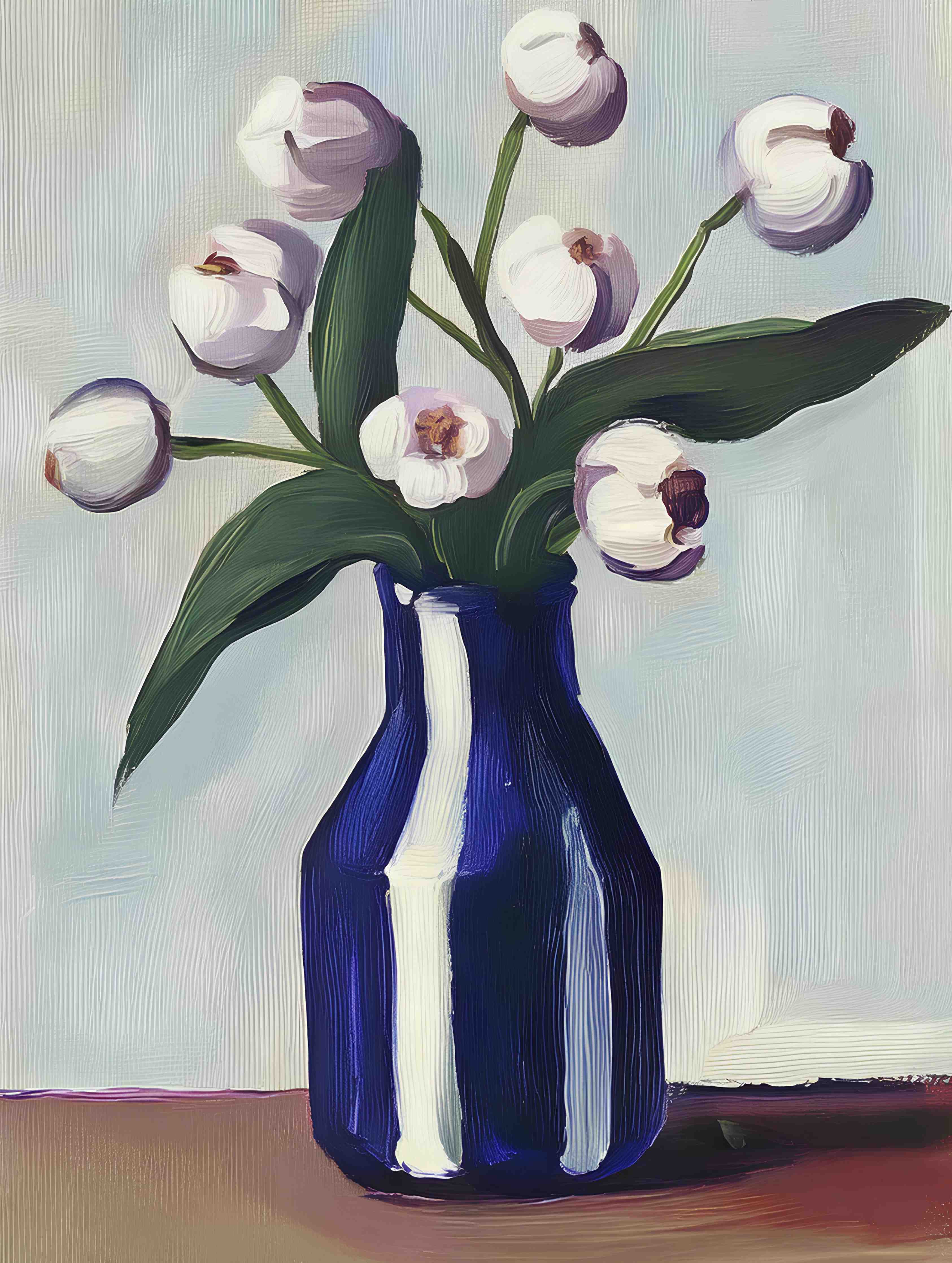 Große Wandbilder-Weiße Blüten in dunklem Vase