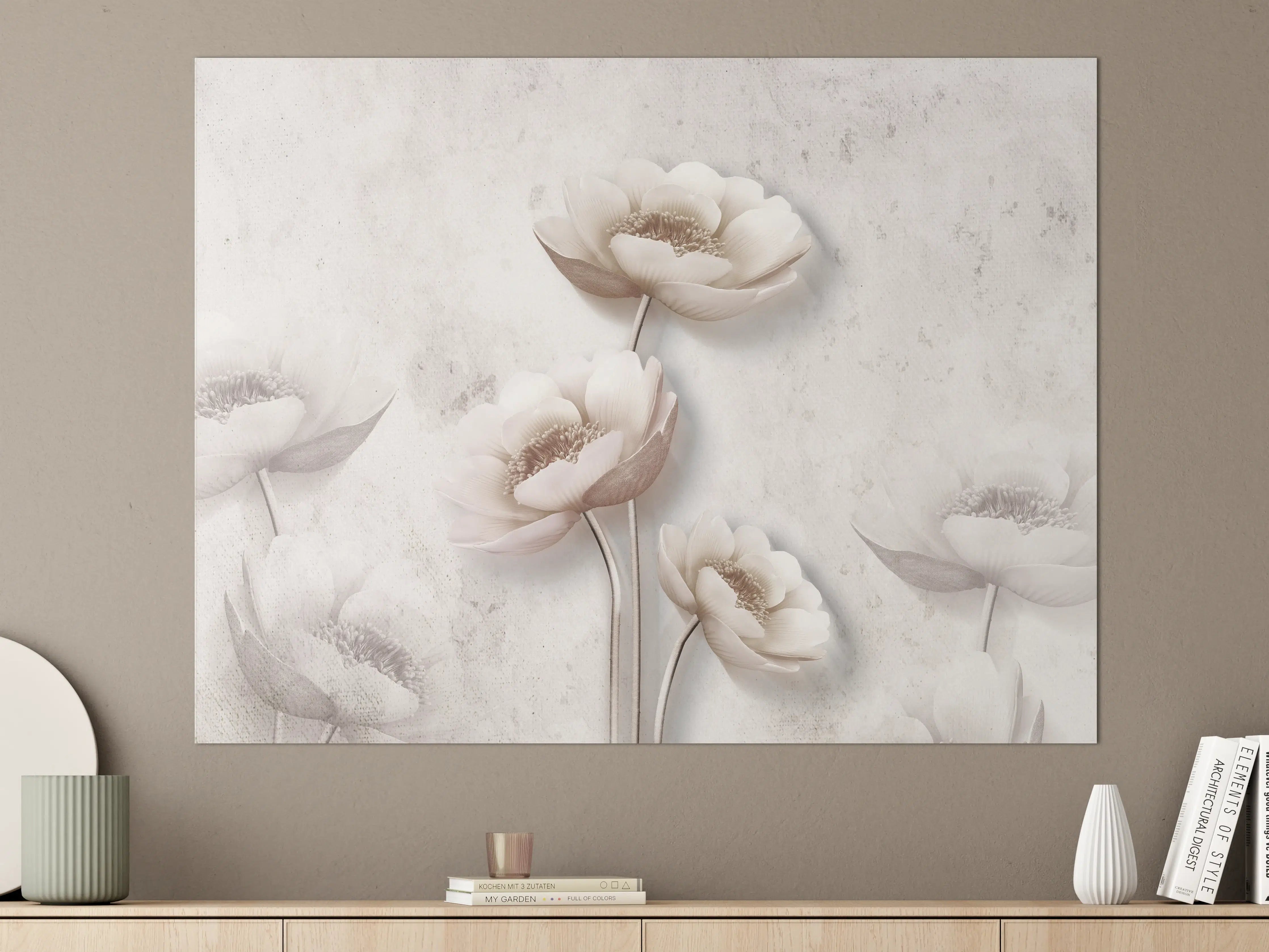 Große Wandbilder - Weiße Blume Retrostil