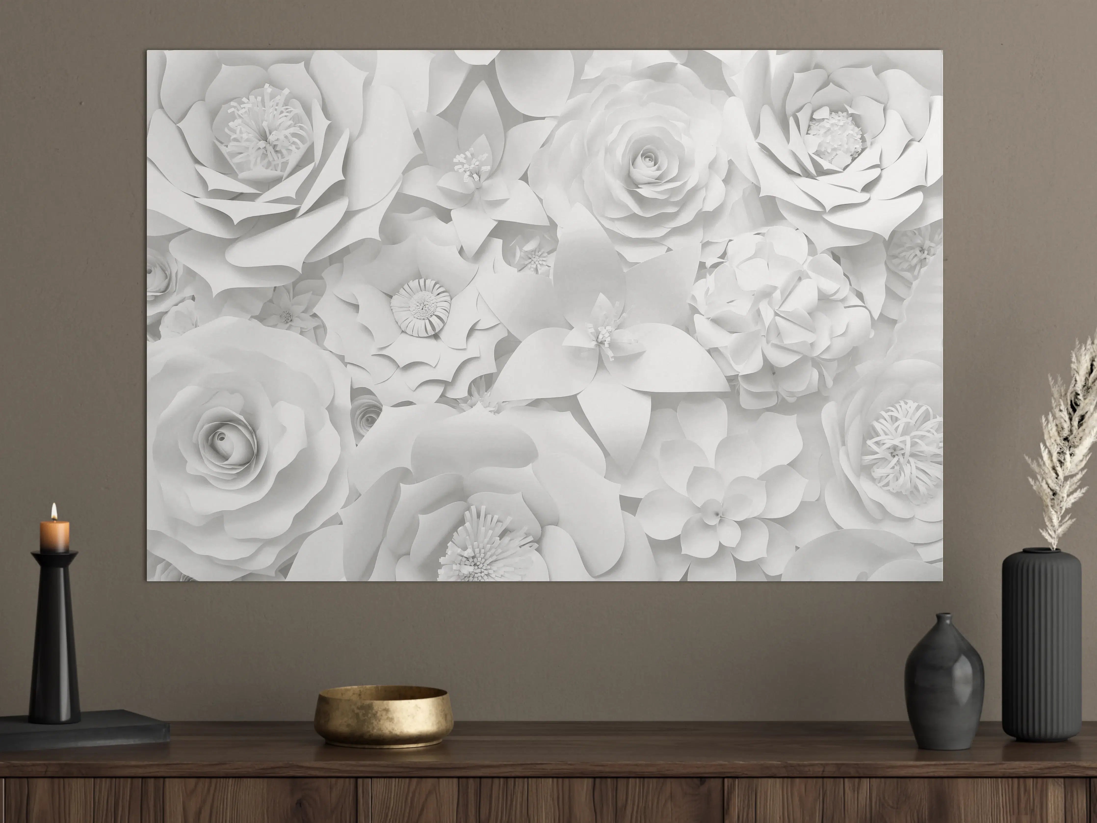 Große Wandbilder - Weiße Blumen in 3D-Design
