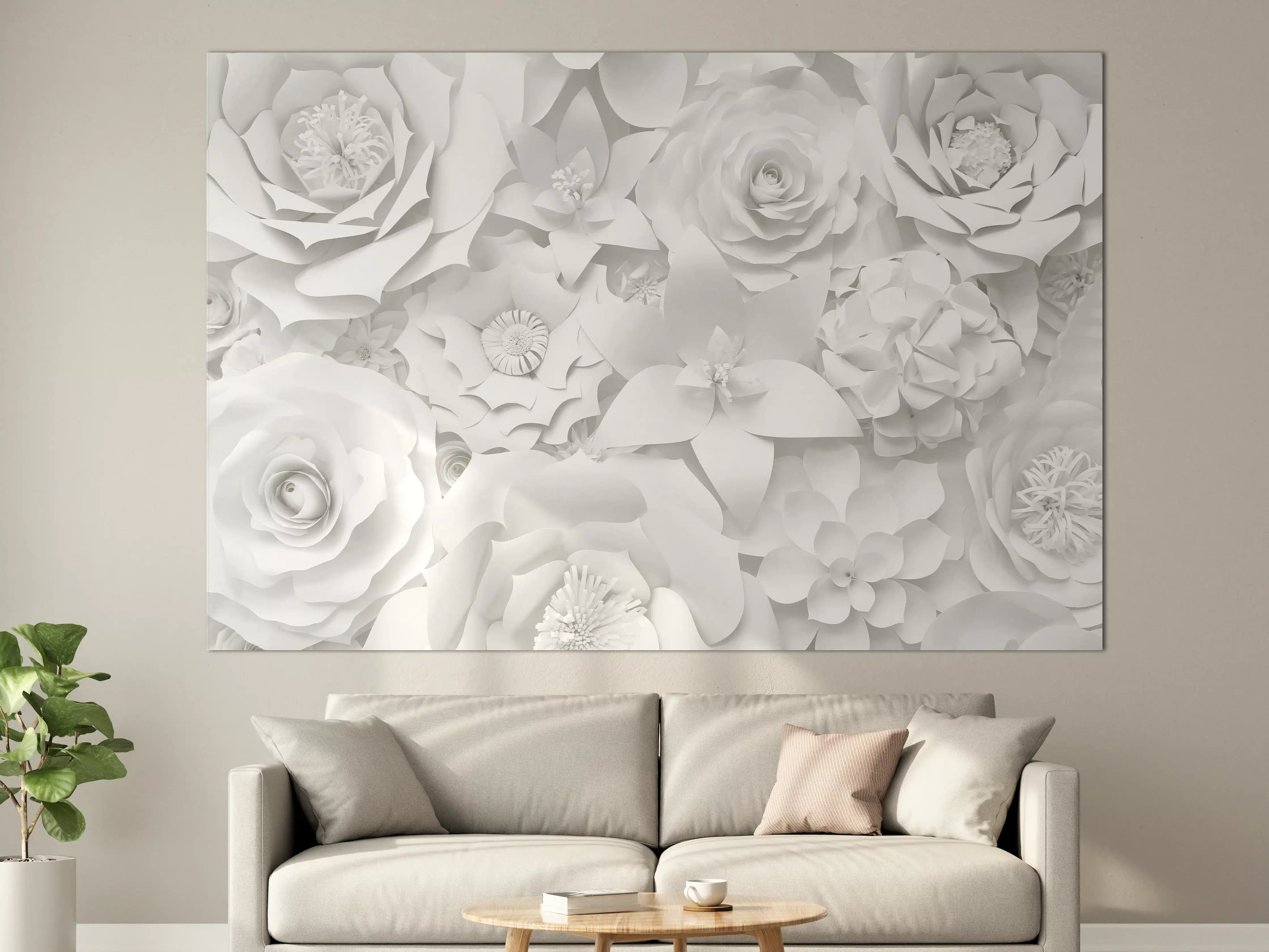 Große Wandbilder - Weiße Blumen in 3D-Design