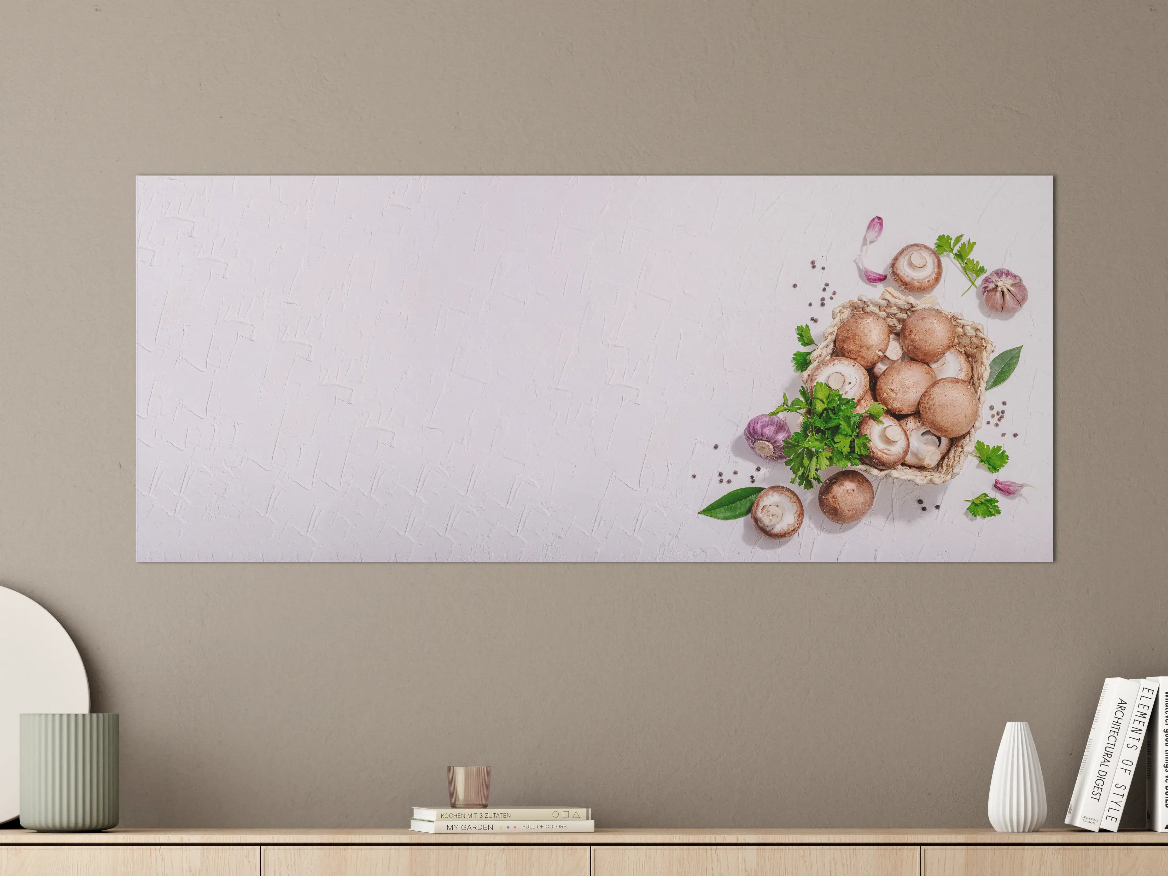 Große Wandbilder - Weiße Champignon Küchenrückwand