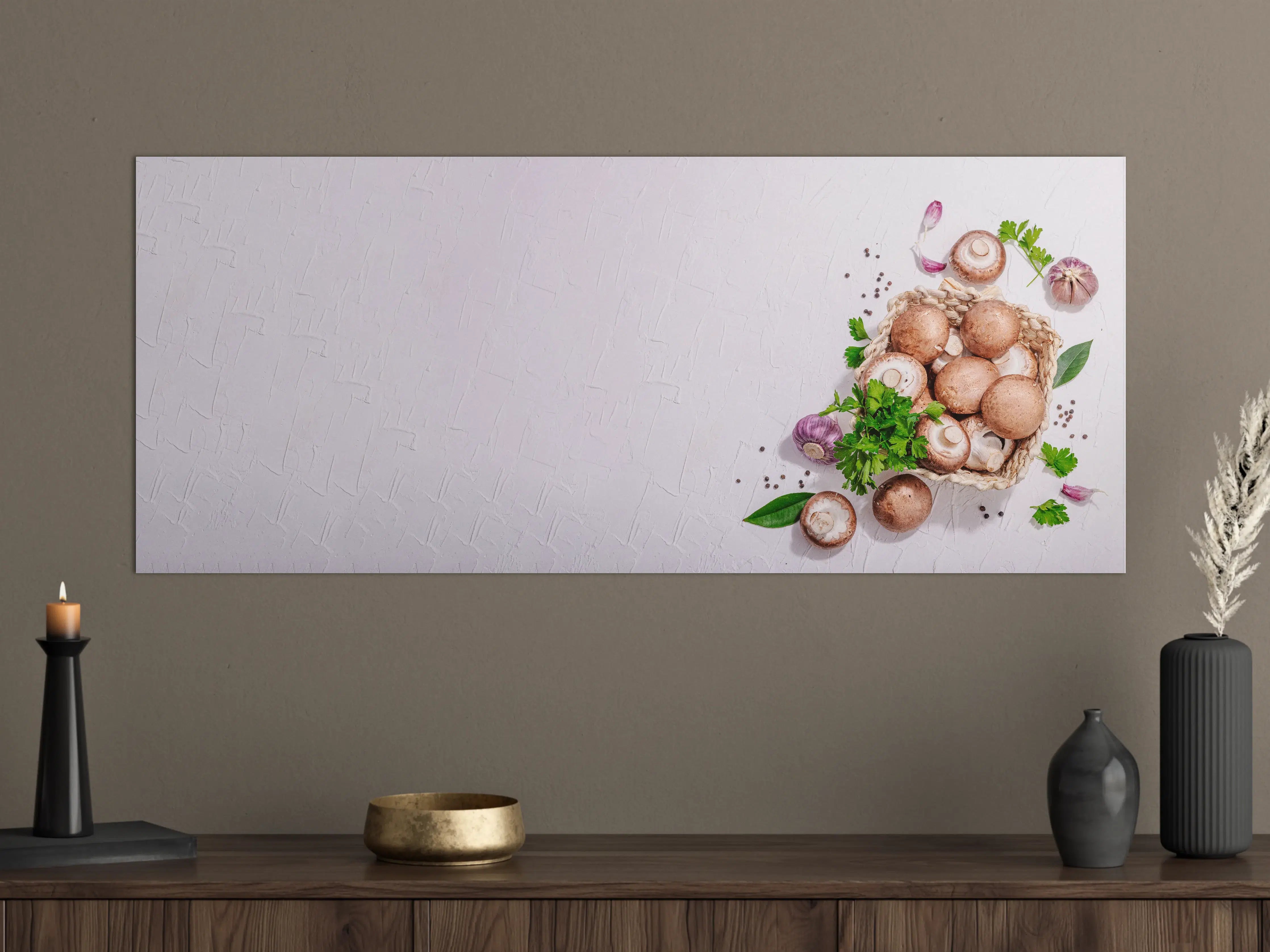 Große Wandbilder - Weiße Champignon Küchenrückwand
