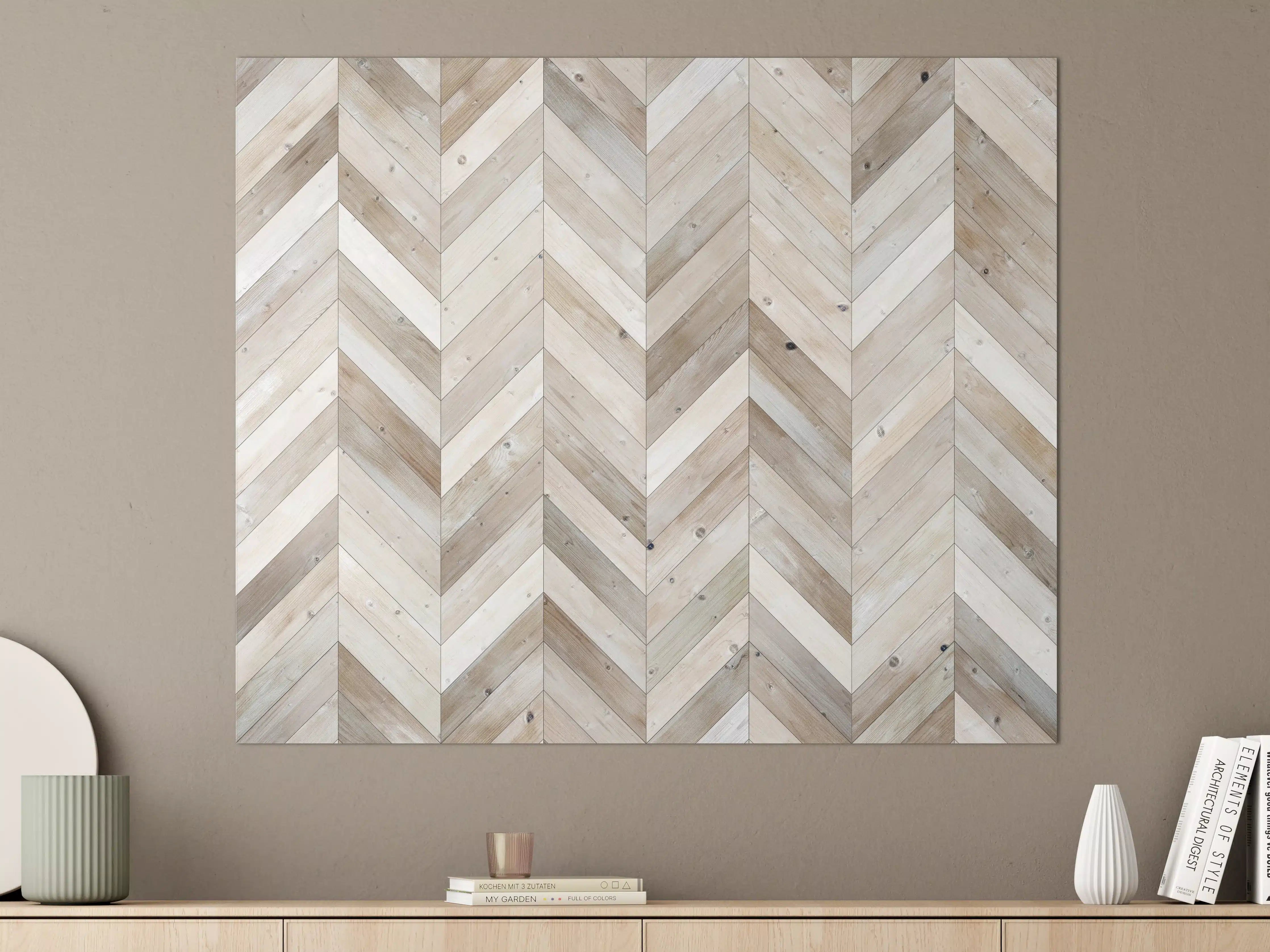 Große Wandbilder - Weiße Chevron Textur