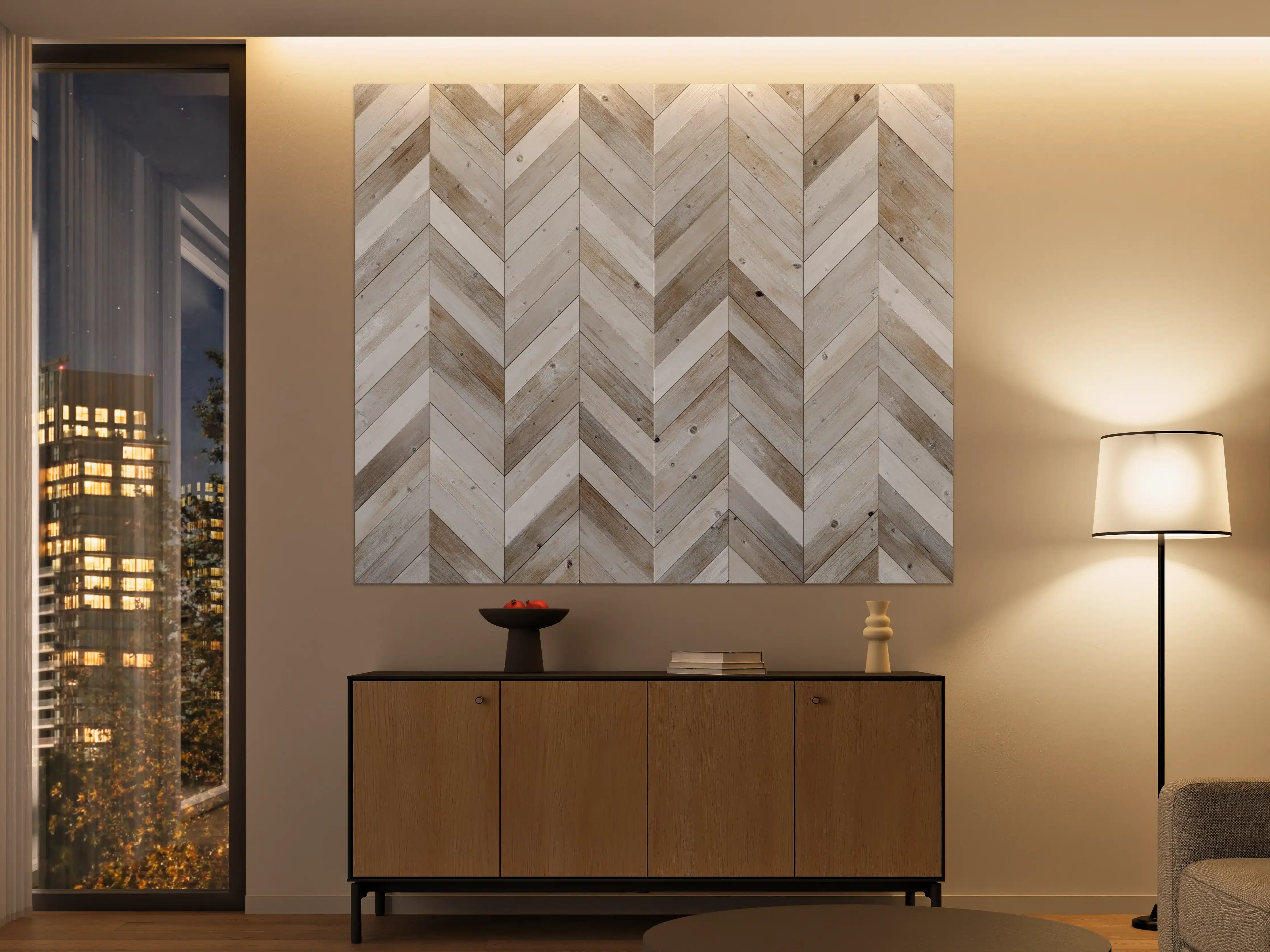 Große Wandbilder - Weiße Chevron Textur