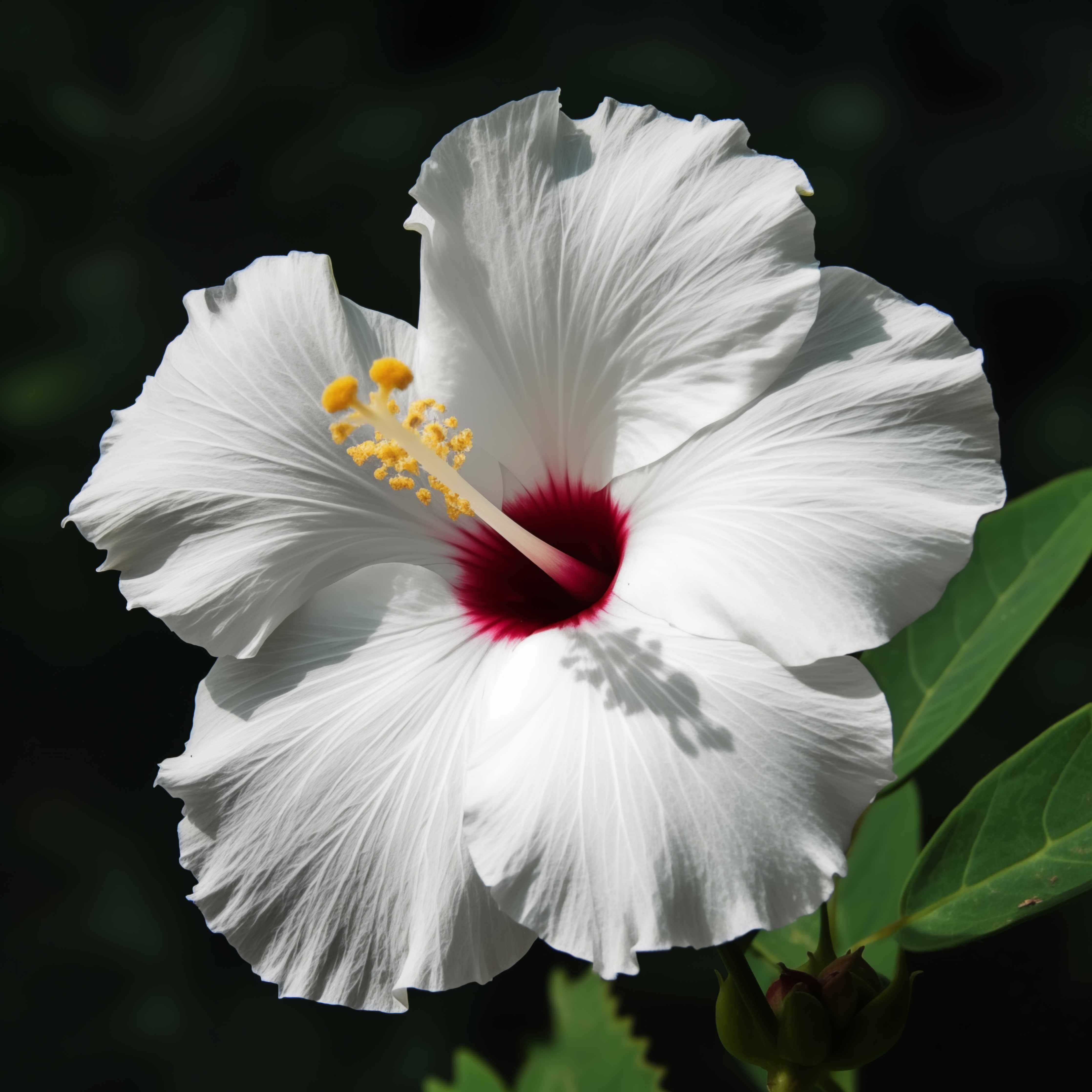 Große Wandbilder-Weiße Hibiskusblume mit rotem Zentrum
