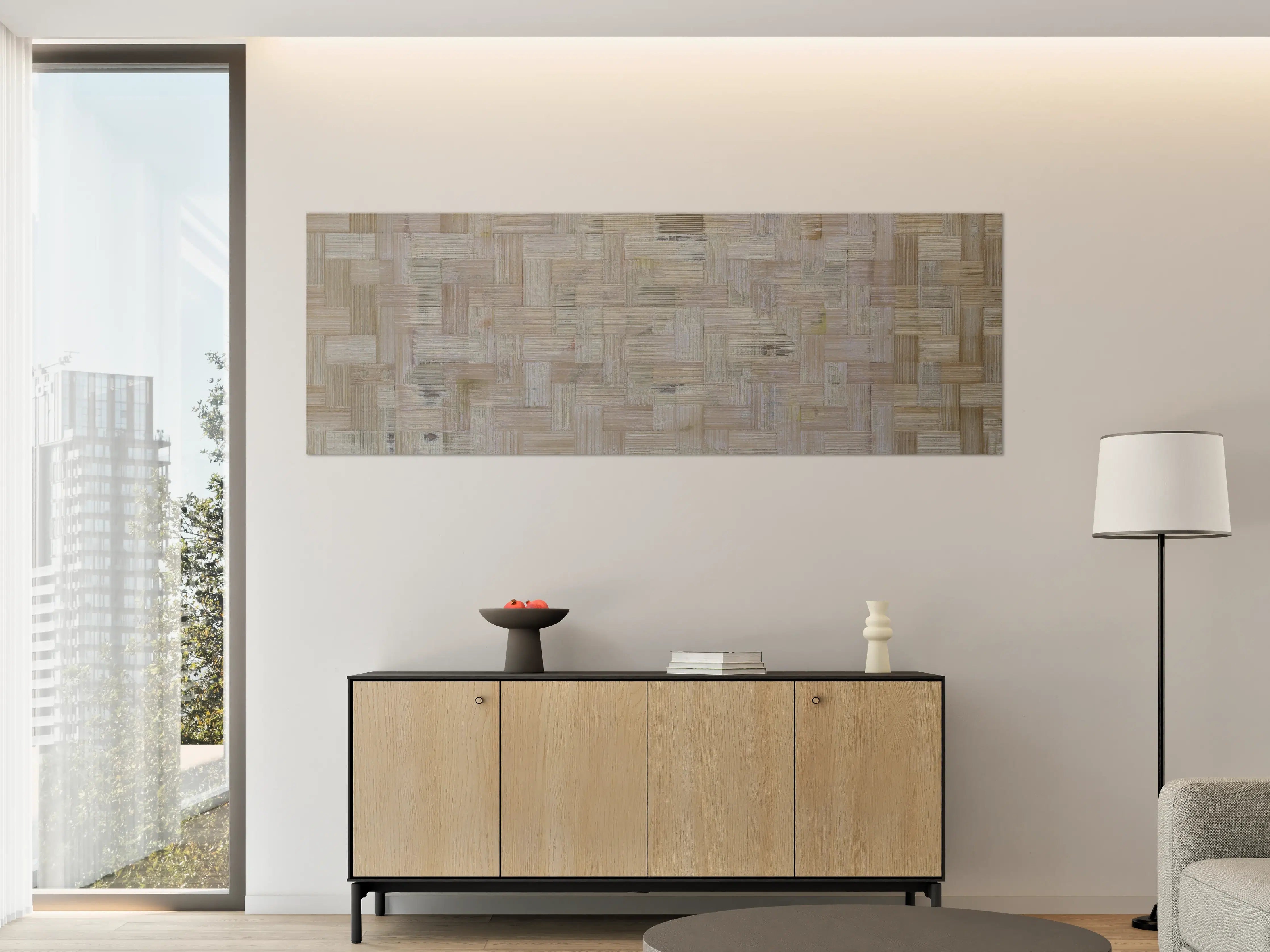 Große Wandbilder - Weiße Holzmaserung mit natürlicher Textur