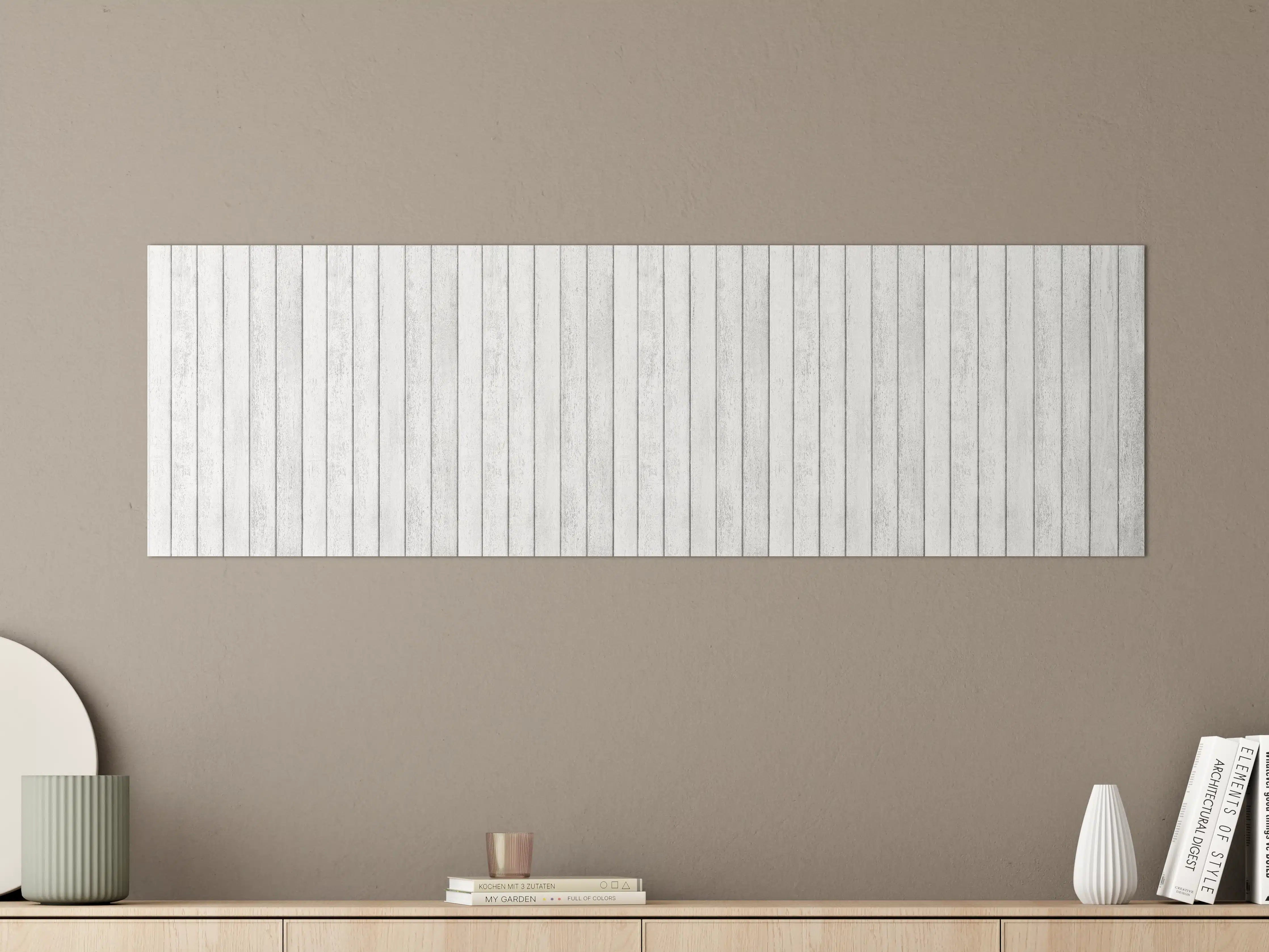 Große Wandbilder - Weiße Holzwand mit grauer Maserung