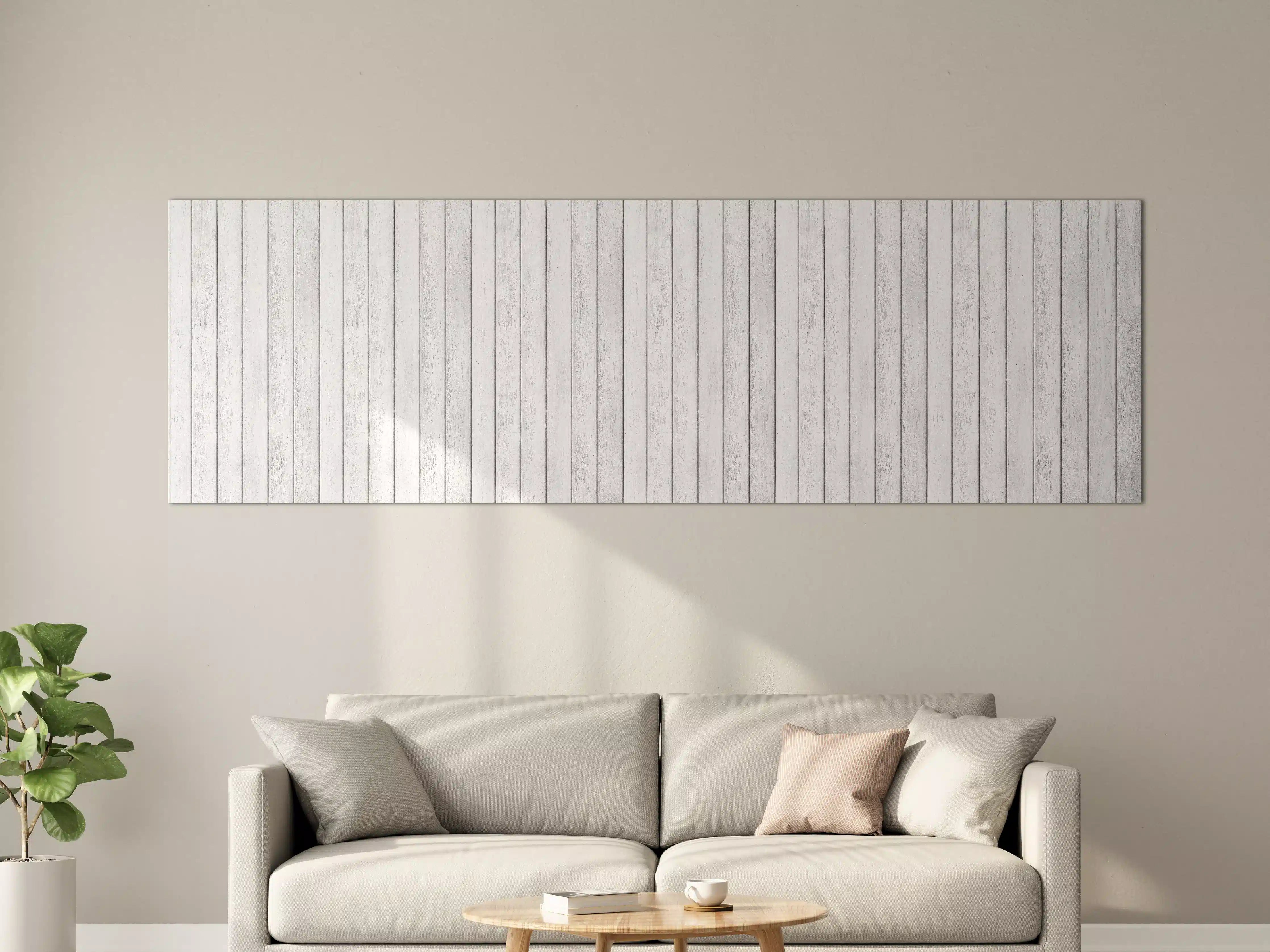 Große Wandbilder - Weiße Holzwand mit grauer Maserung