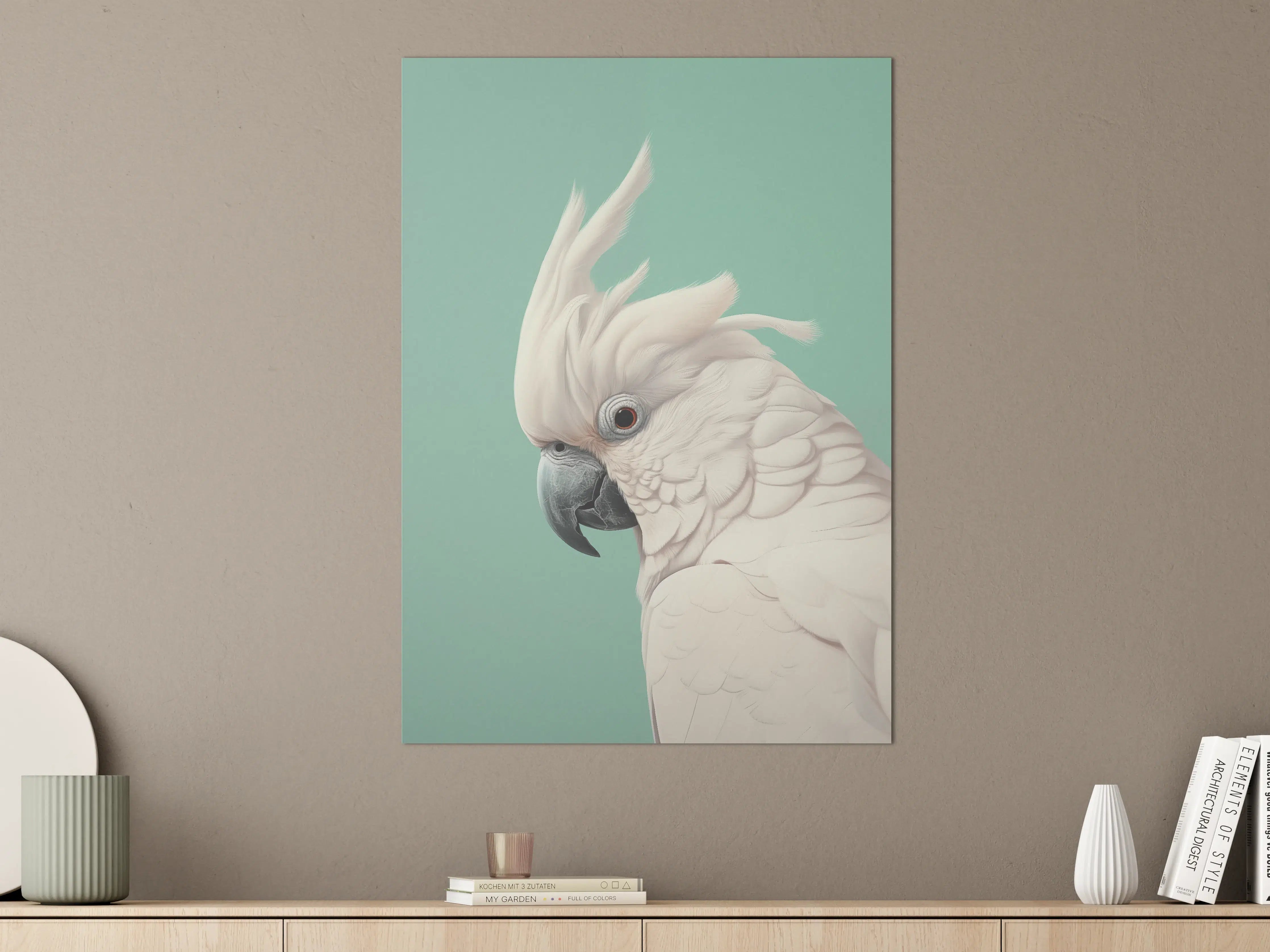 Große Wandbilder - Weiße Kakadus auf Pastell-Hintergrund