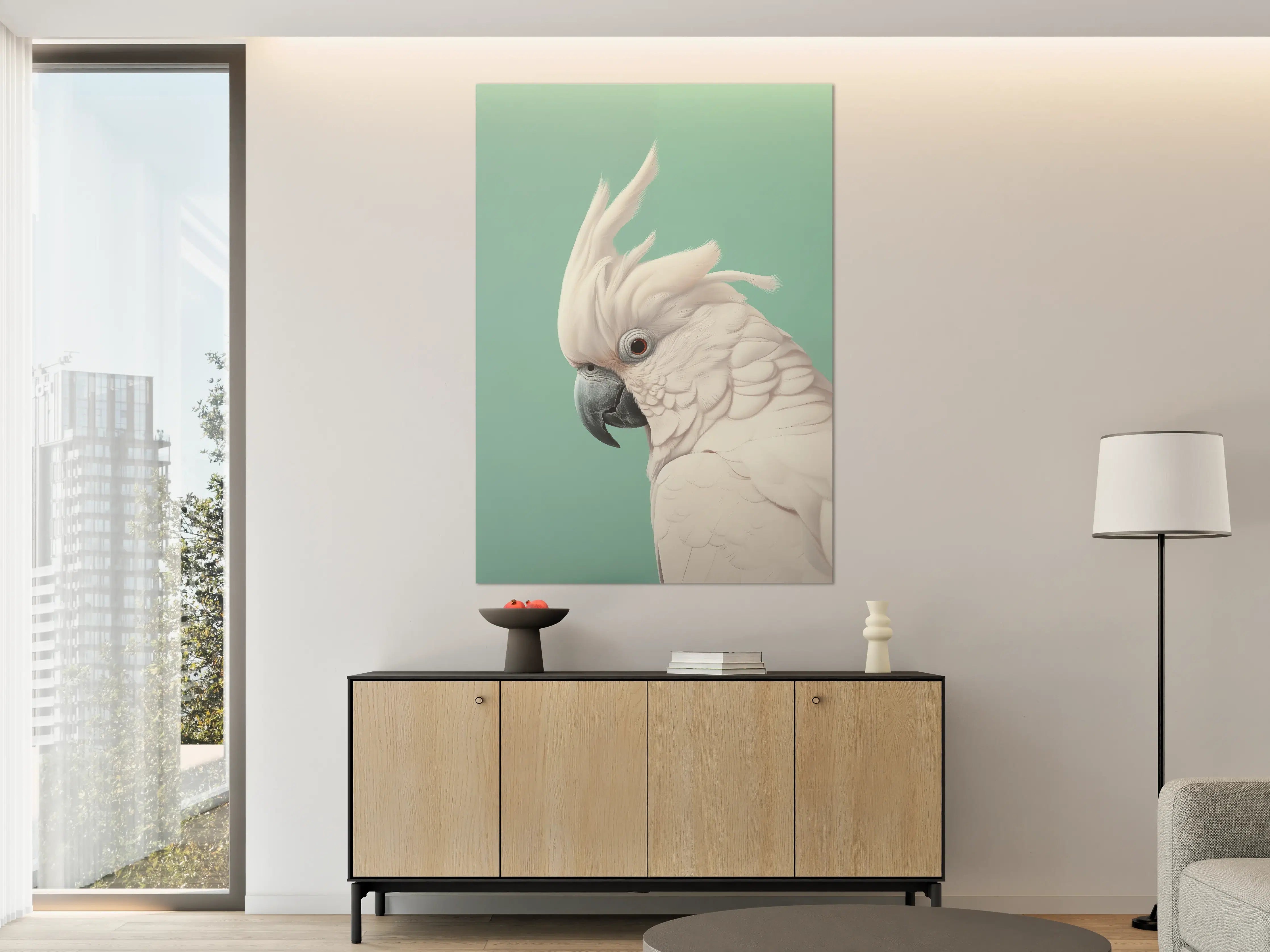 Große Wandbilder - Weiße Kakadus auf Pastell-Hintergrund