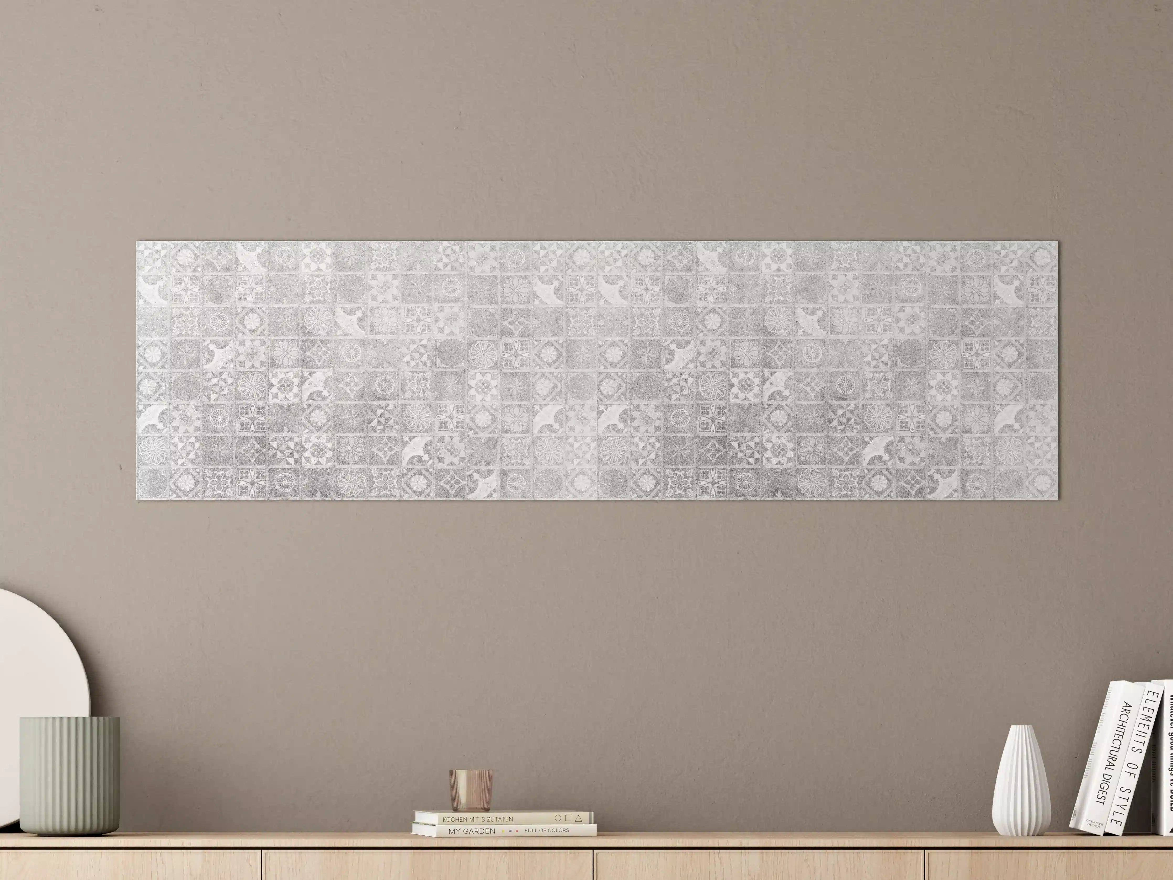 Große Wandbilder - Weiße Mosaikfliese mit grauer Struktur