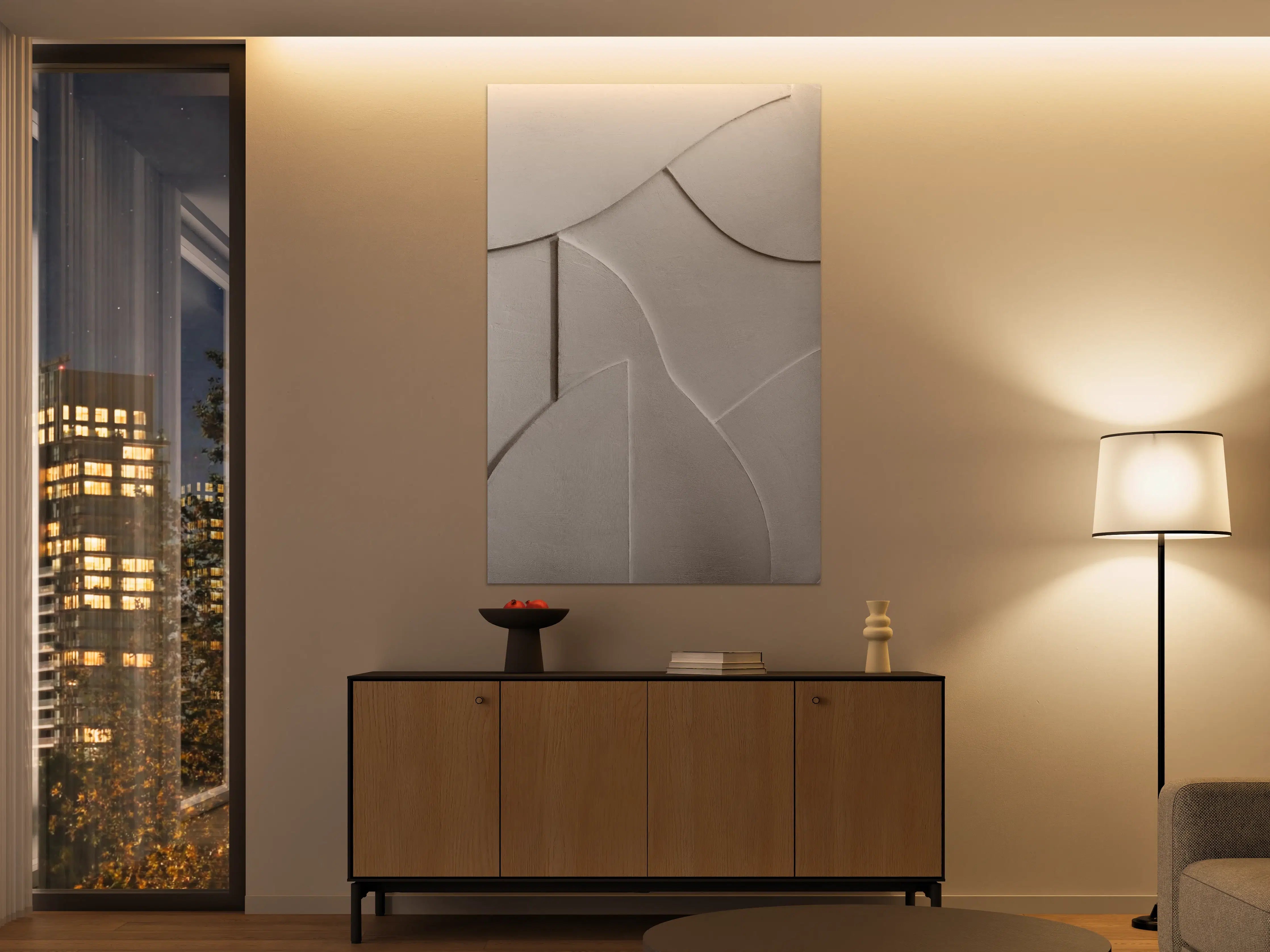 Große Wandbilder - Weiße Steinstrukturen, elegant und minimalistisch