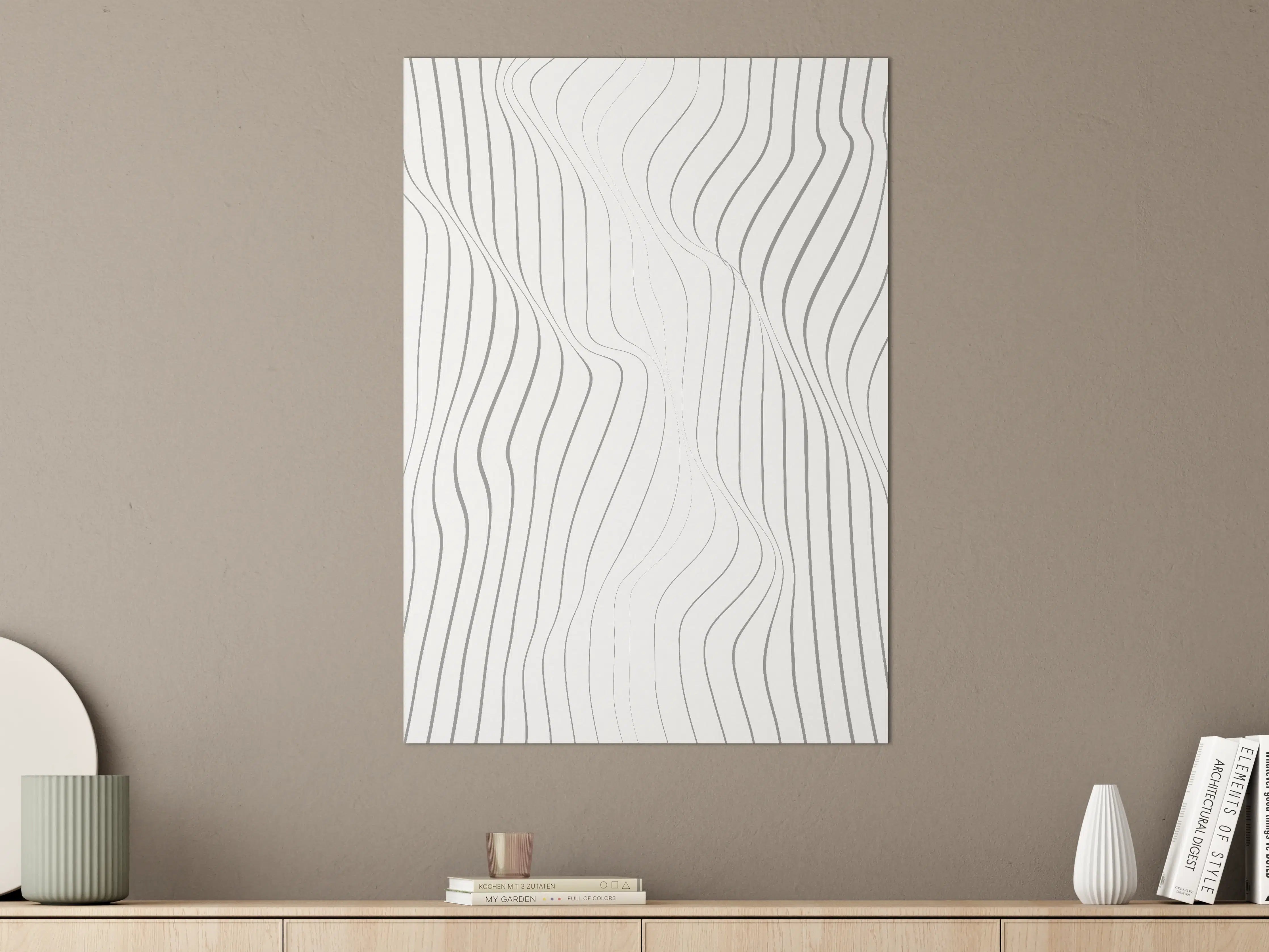 Große Wandbilder - Weiße Wand mit feinen schwarzen Linien