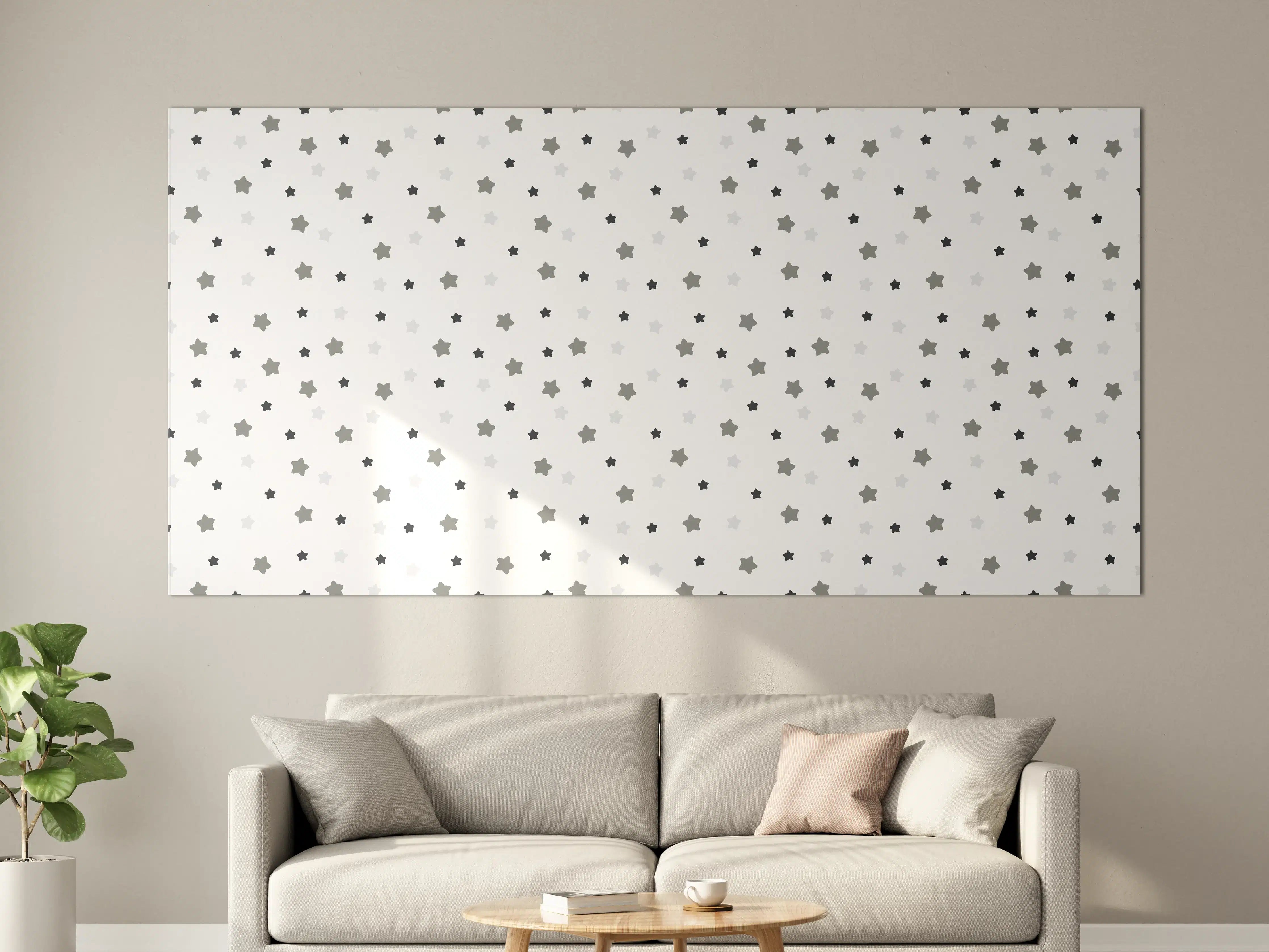 Große Wandbilder - Weiße Wand mit grauen Sternenmuster