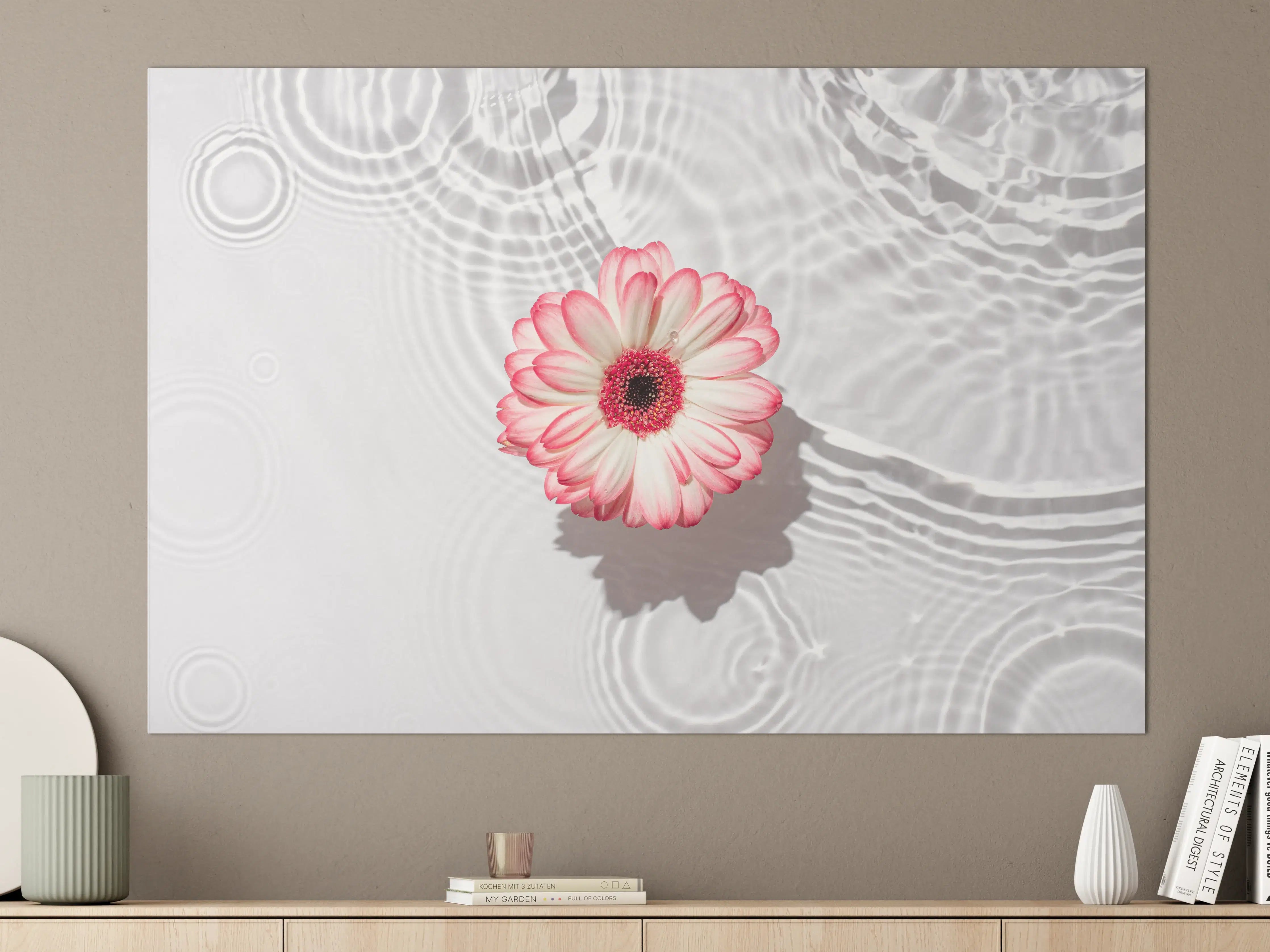 Große Wandbilder - Weiße Wasserblume in Rosa