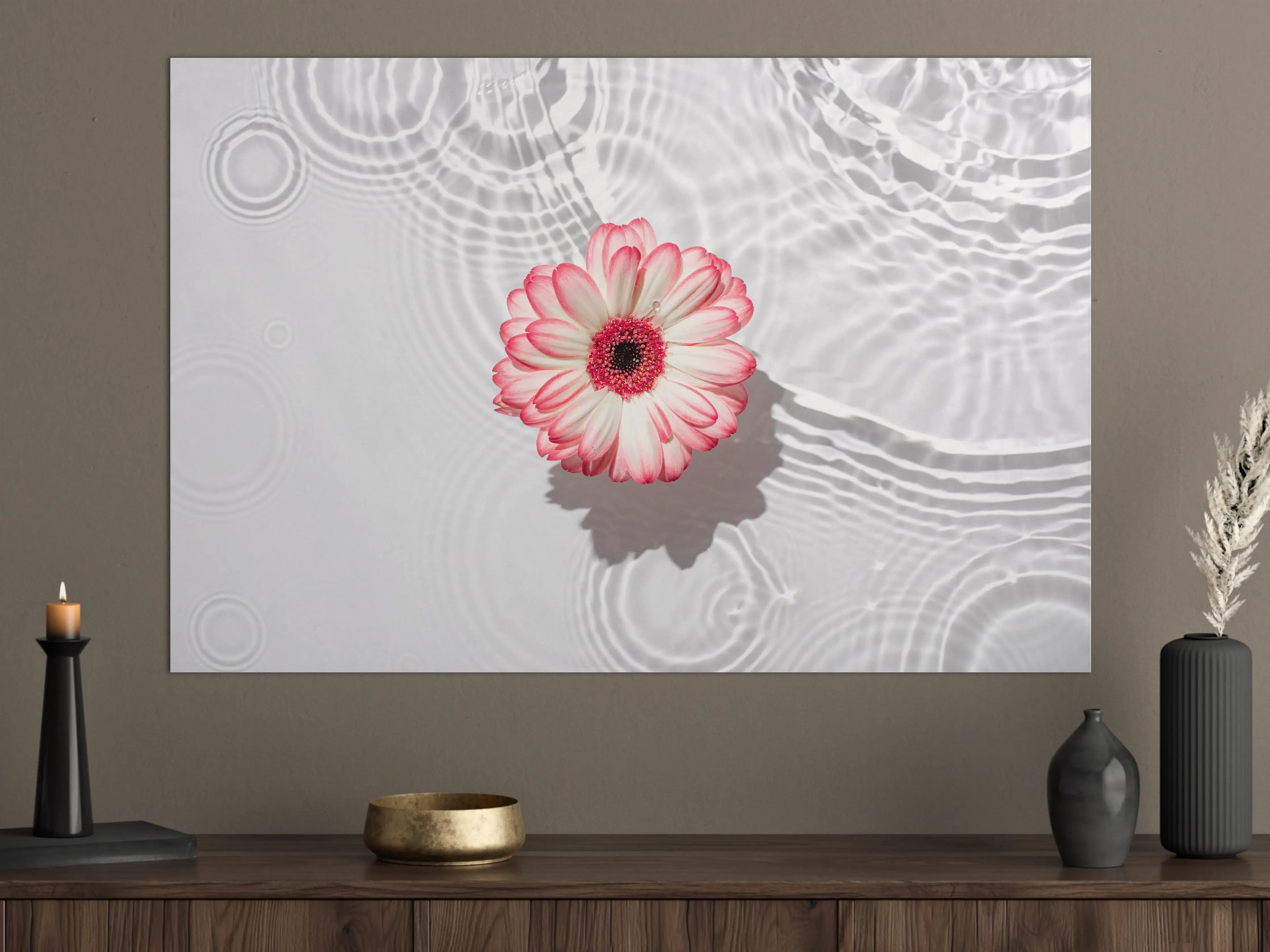 Große Wandbilder - Weiße Wasserblume in Rosa