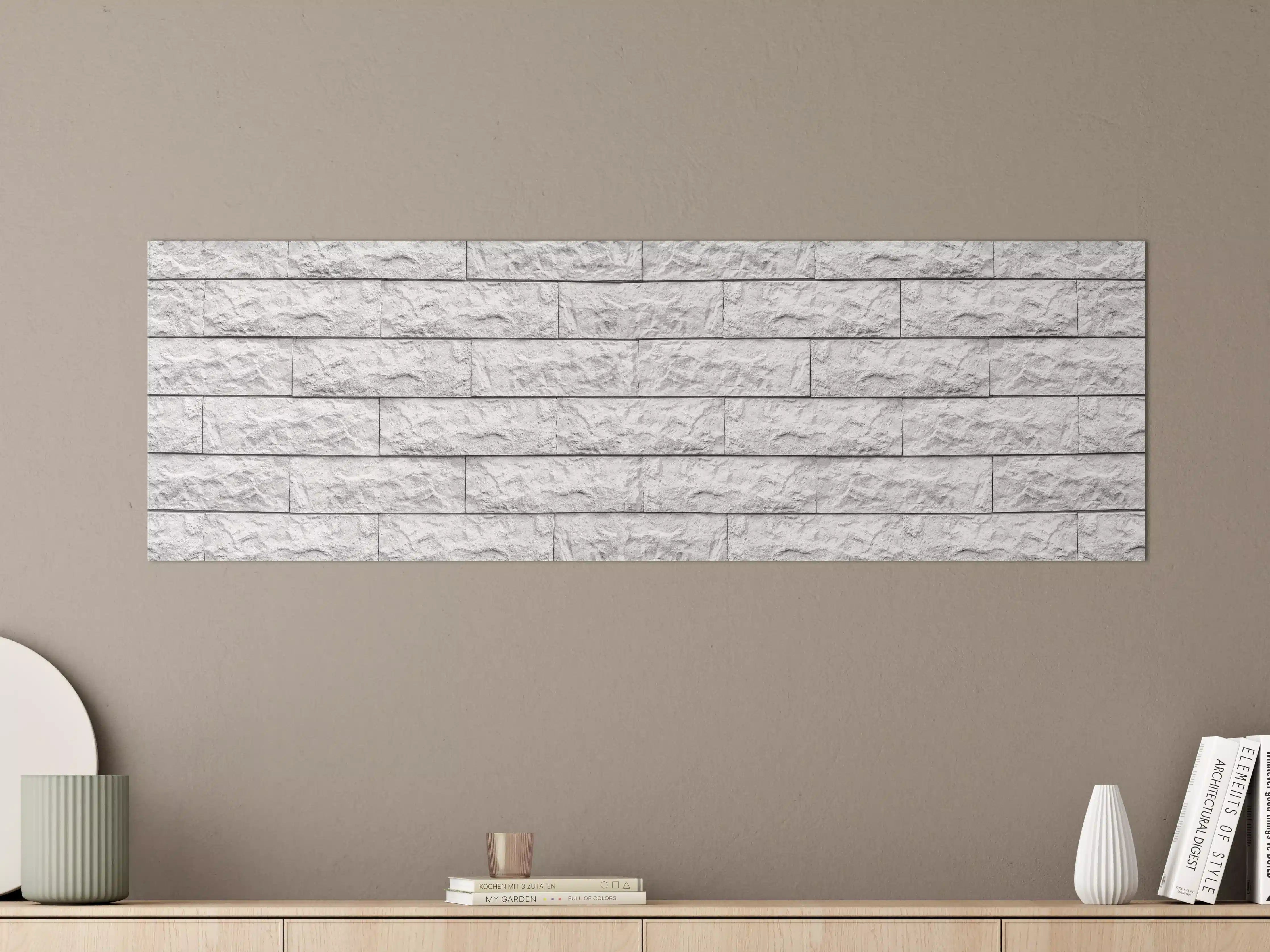 Große Wandbilder - Weiße Ziegelmauer mit rauer Struktur