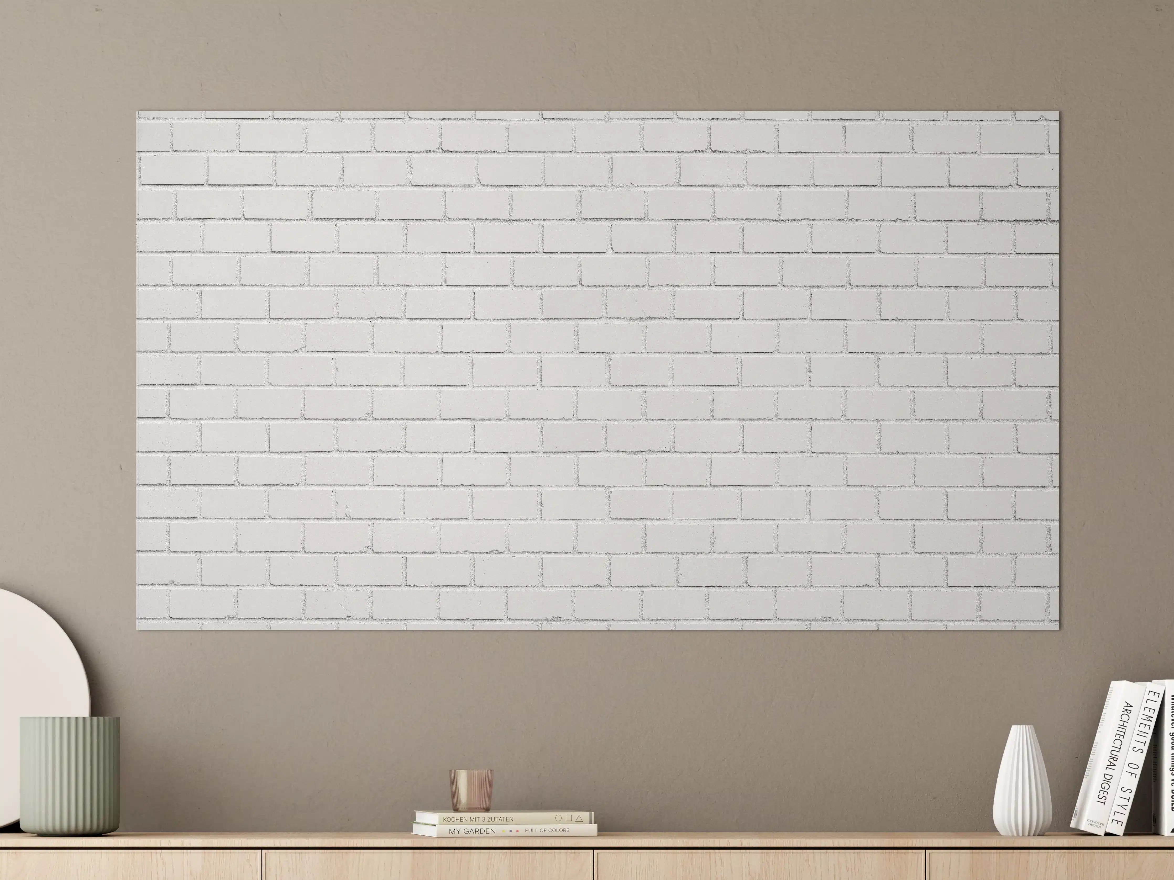 Große Wandbilder - Weiße Ziegelwand - Zement