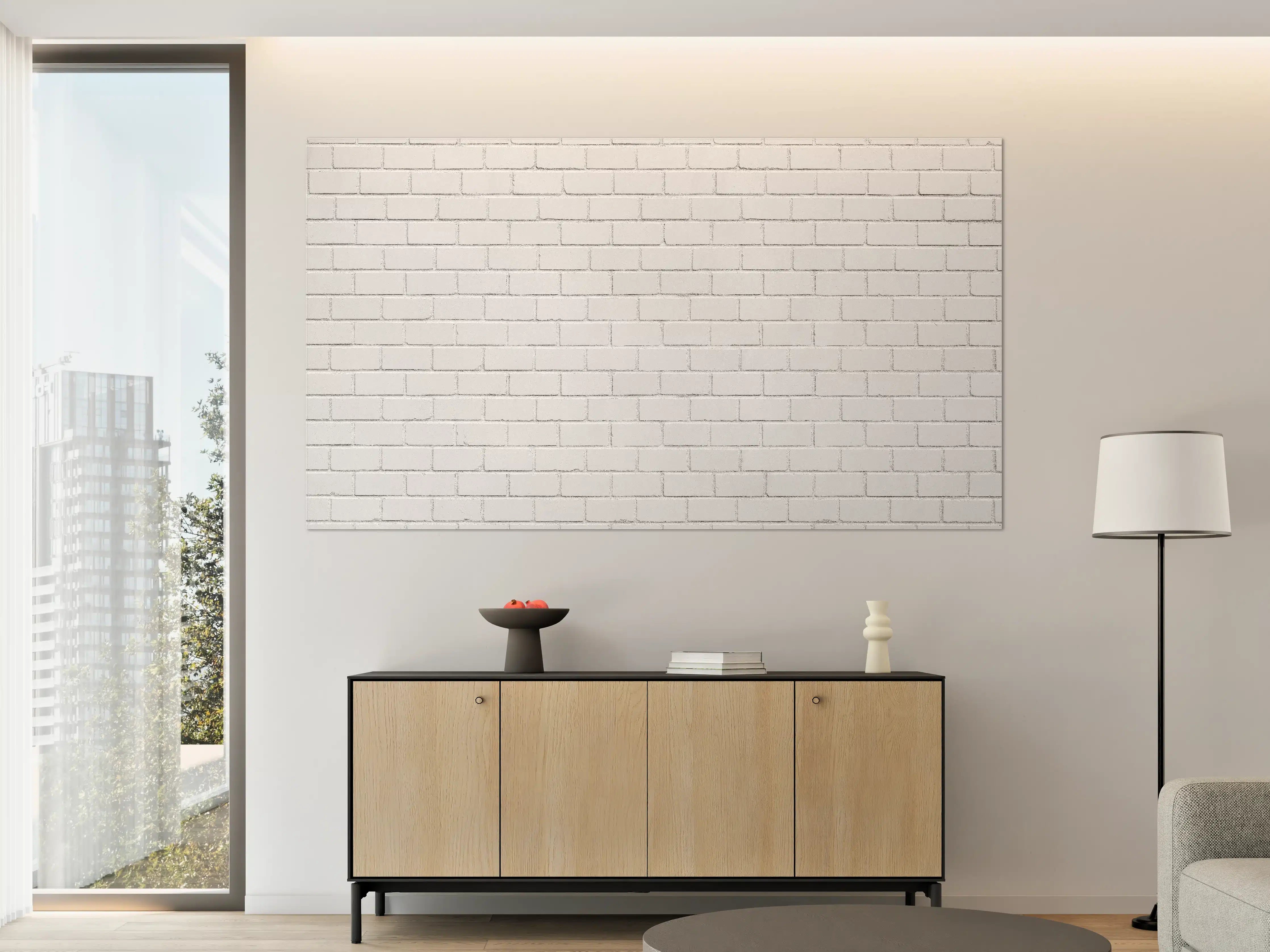 Große Wandbilder - Weiße Ziegelwand - Zement