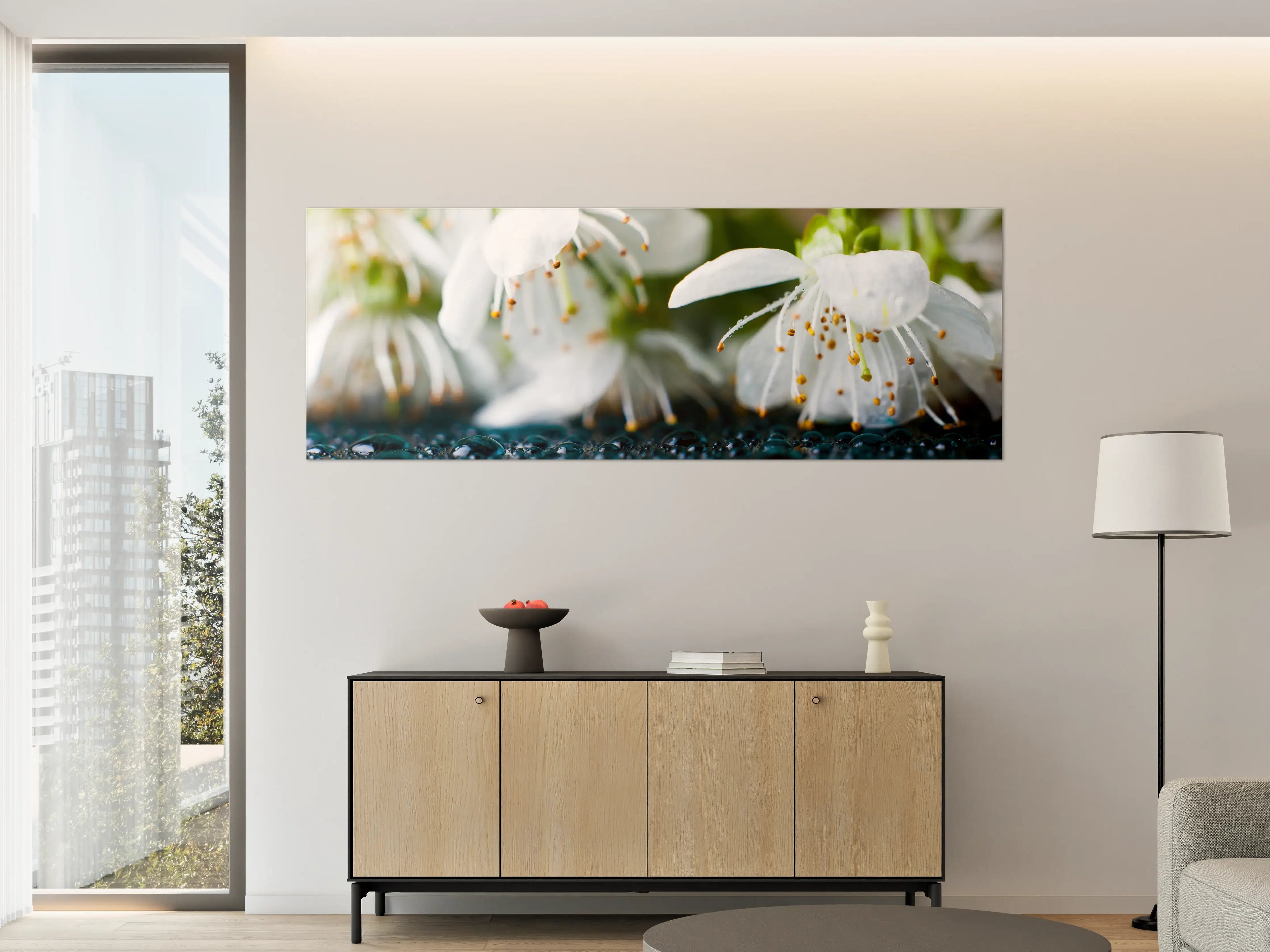 Große Wandbilder - Weiße blühende Frühlingsblumen