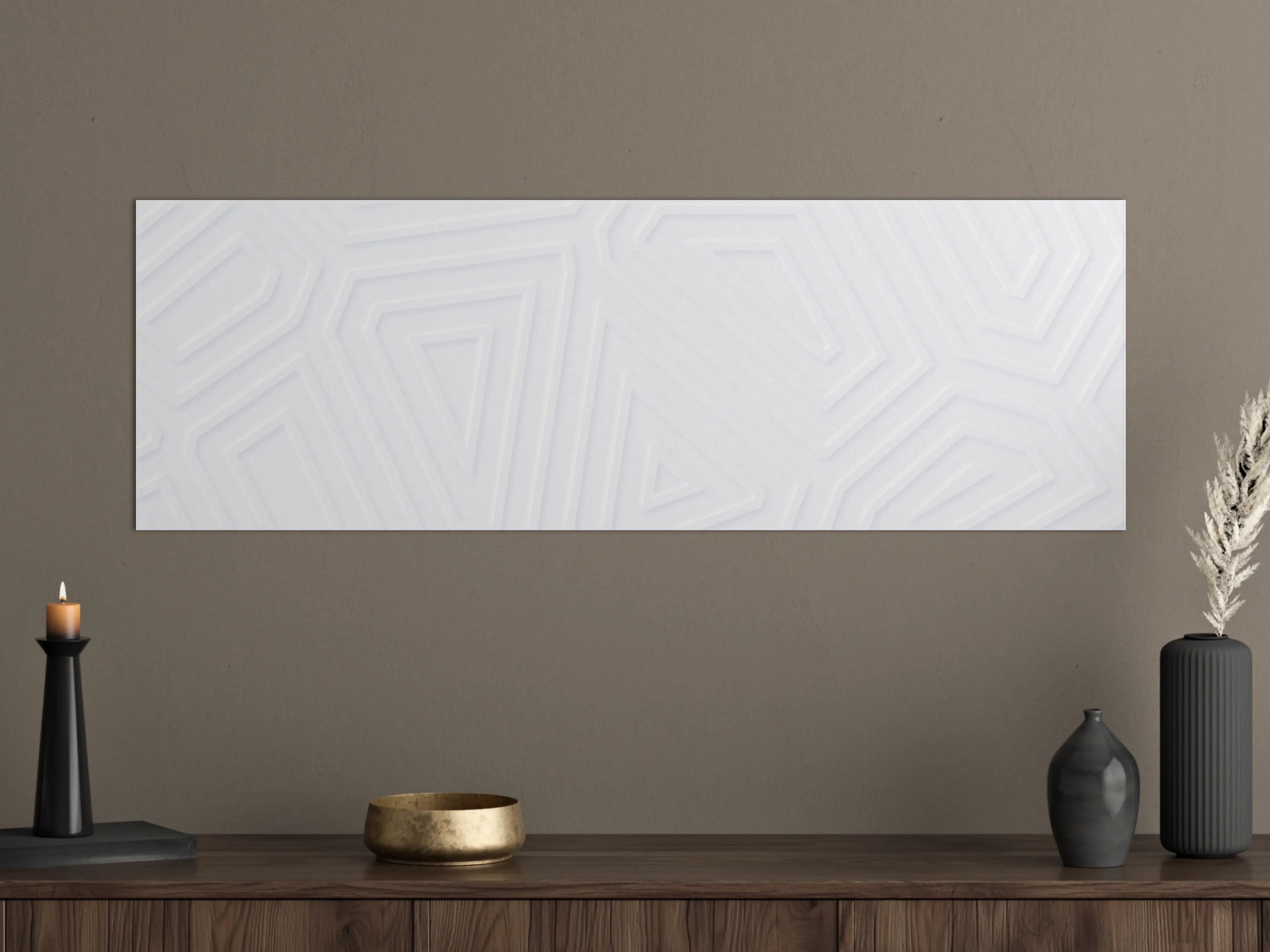 Große Wandbilder - Weiße geometrische Wandstruktur