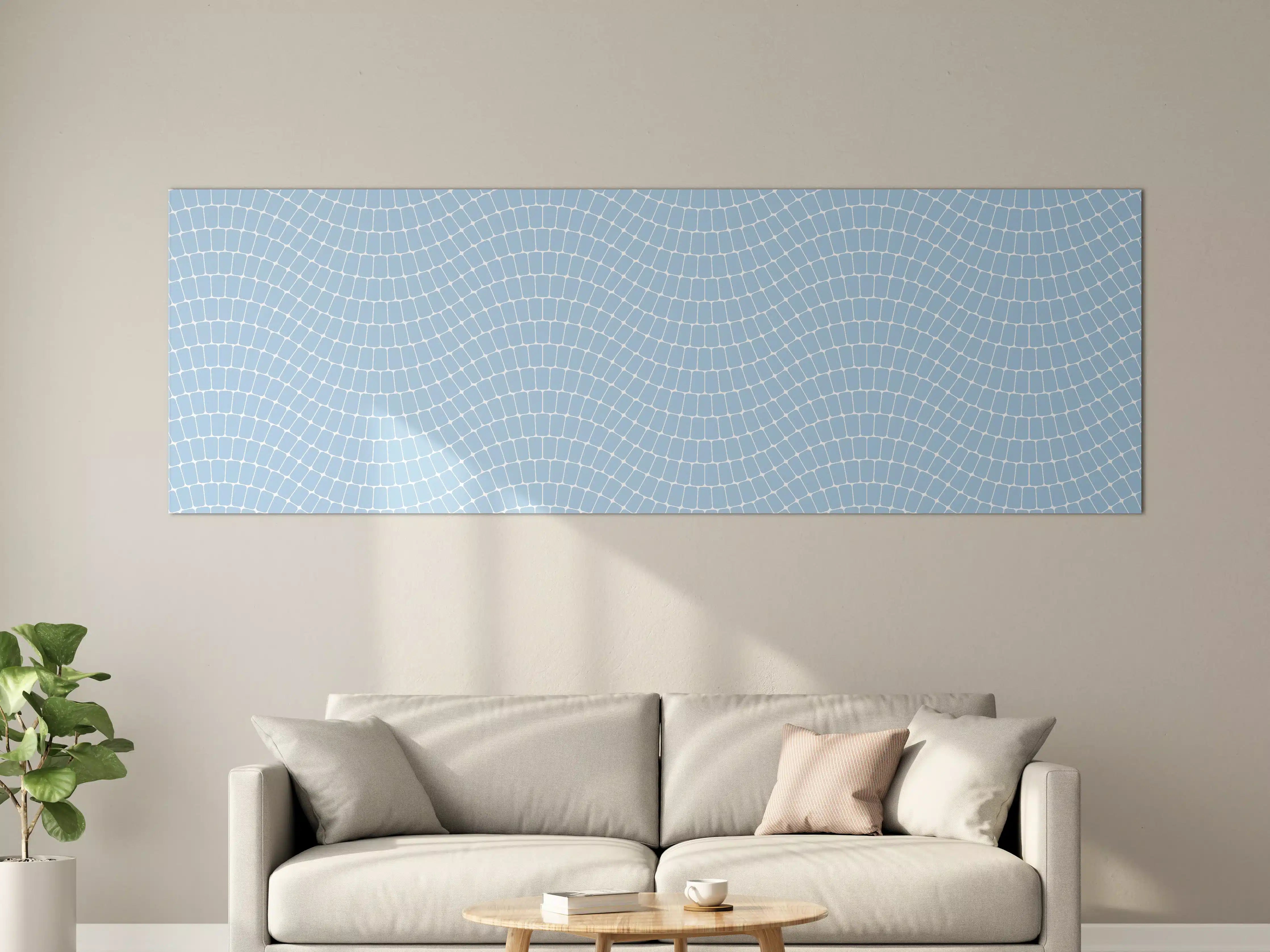 Große Wandbilder - Weiße und Himmelblaue geometrische Muster