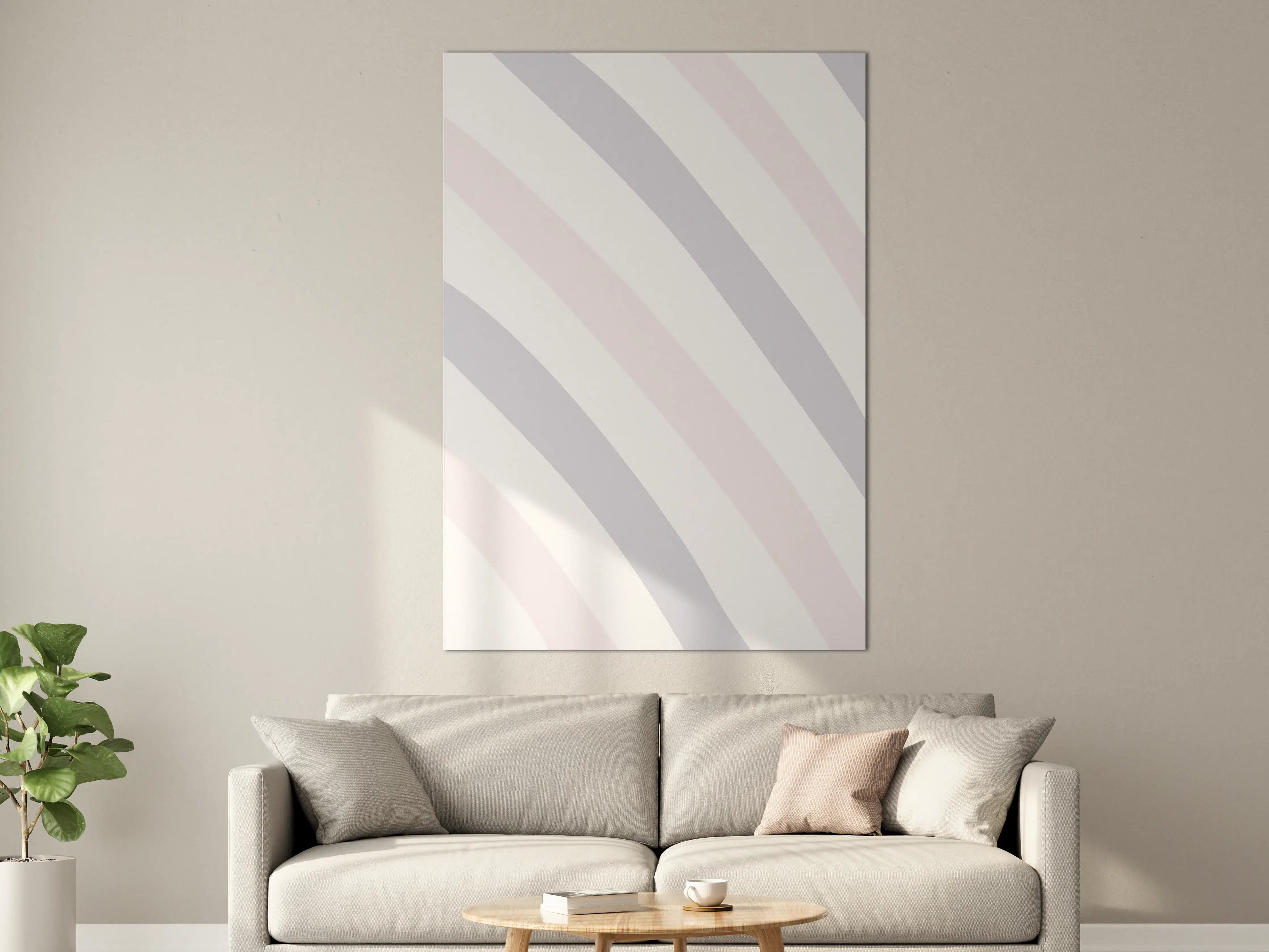Große Wandbilder - Weiße, elegante Wandgestaltung mit sanften Farbnuancen