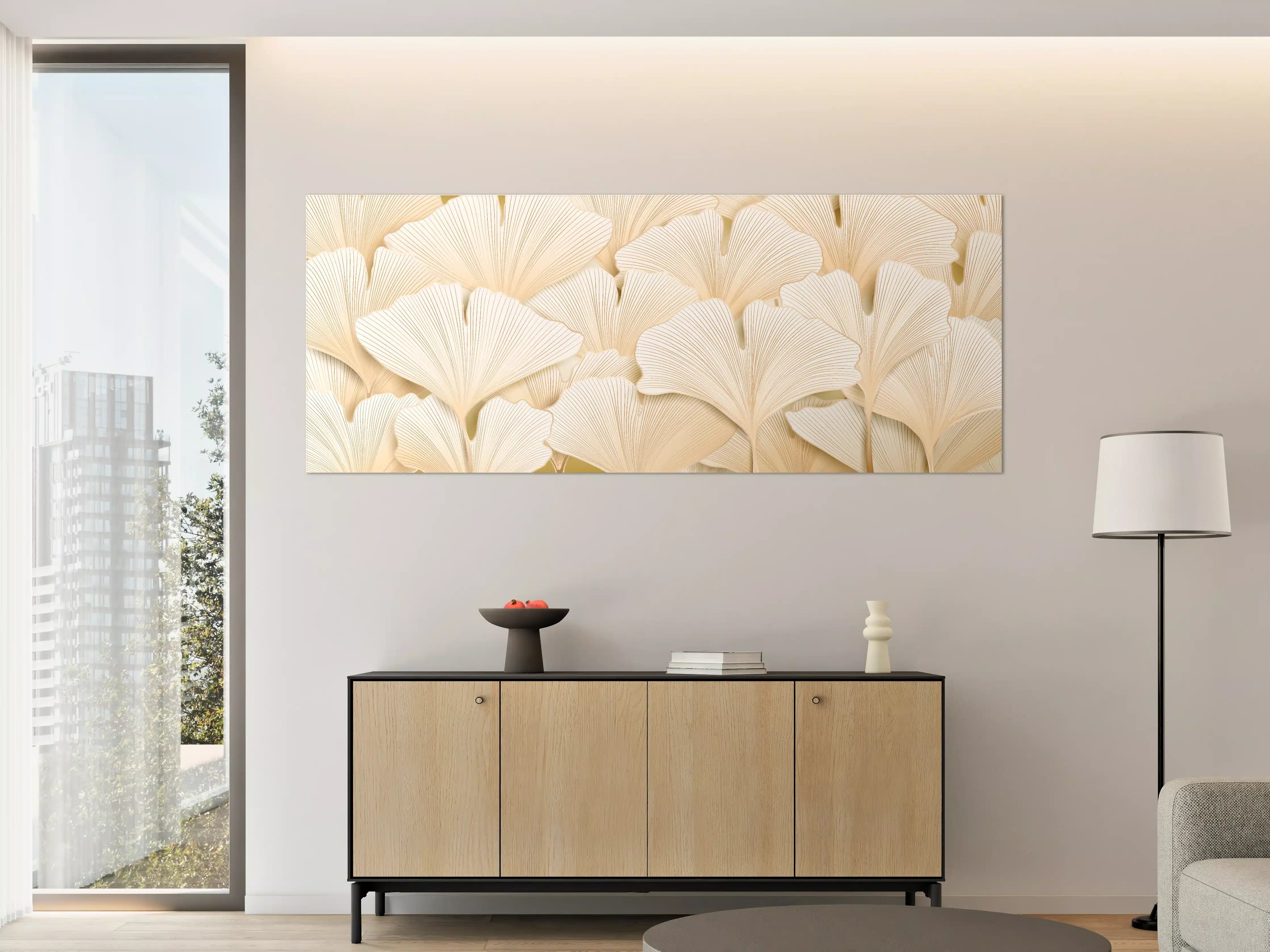 Große Wandbilder - Weißer Ginkgo-Stil Dekor