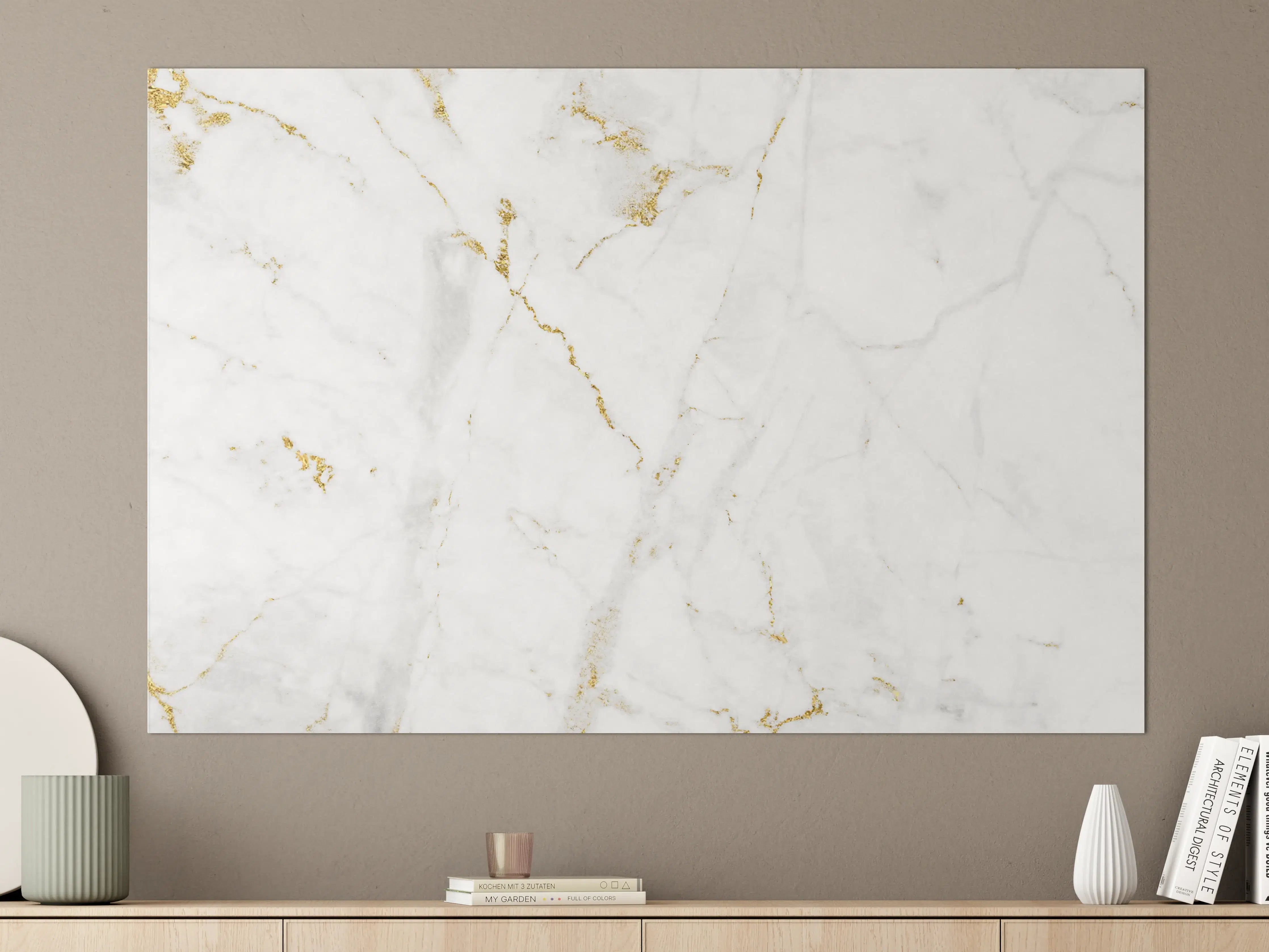 Große Wandbilder - Weißer Marmor mit goldenen Adern
