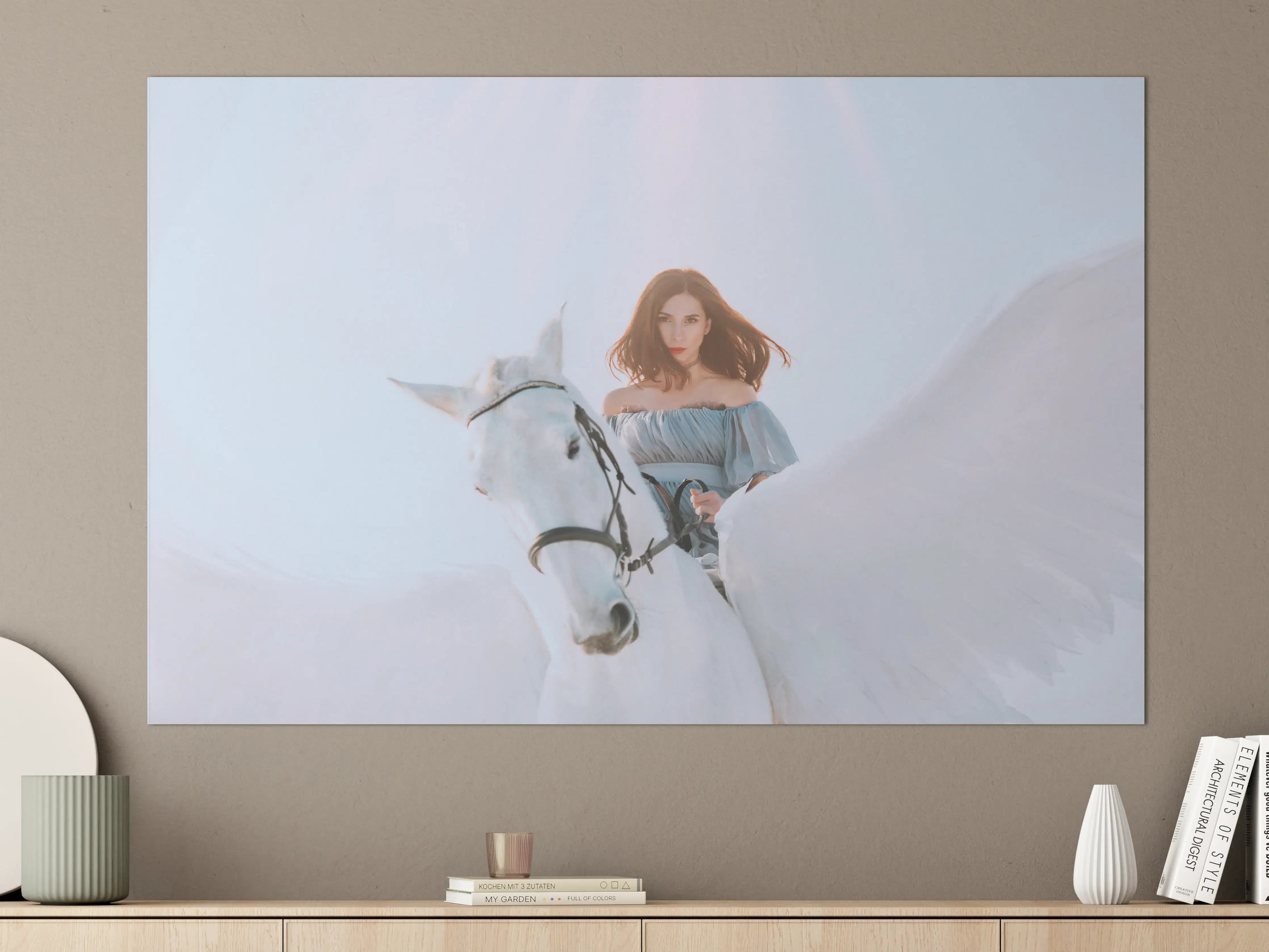 Große Wandbilder - Weißer Pegasus mit Engel