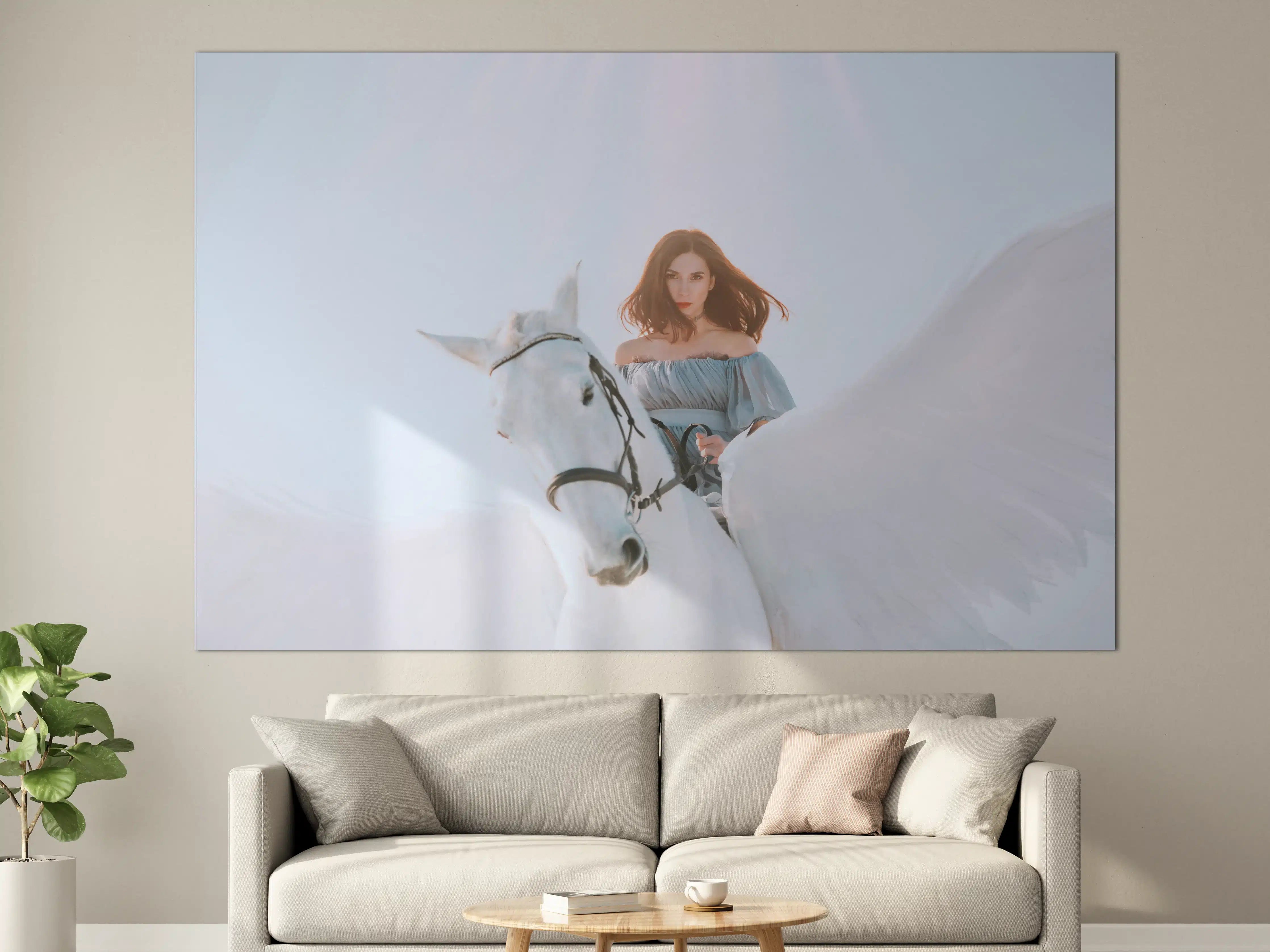 Große Wandbilder - Weißer Pegasus mit Engel