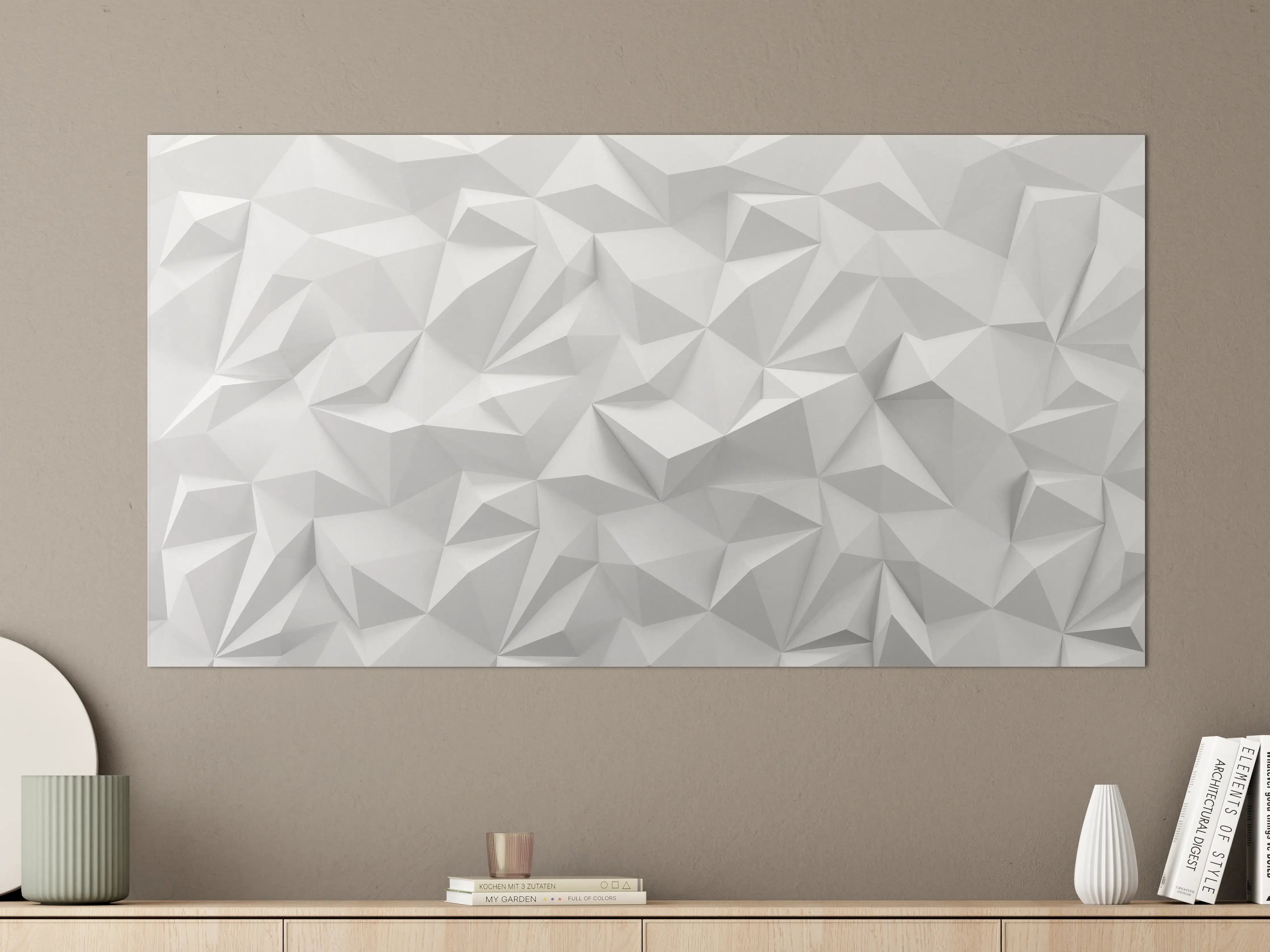 Große Wandbilder - Weißes Low-Poly Design