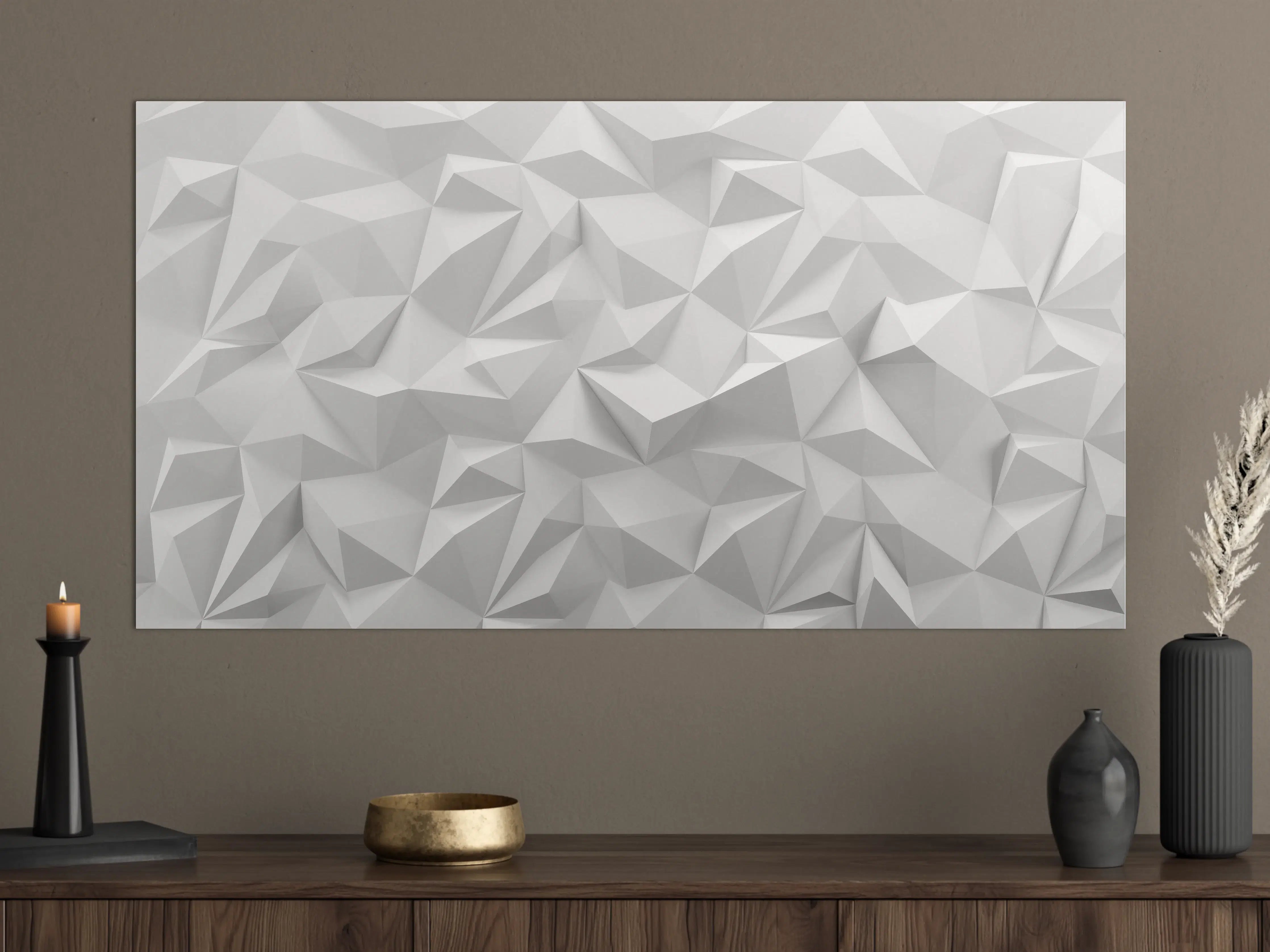 Große Wandbilder - Weißes Low-Poly Design