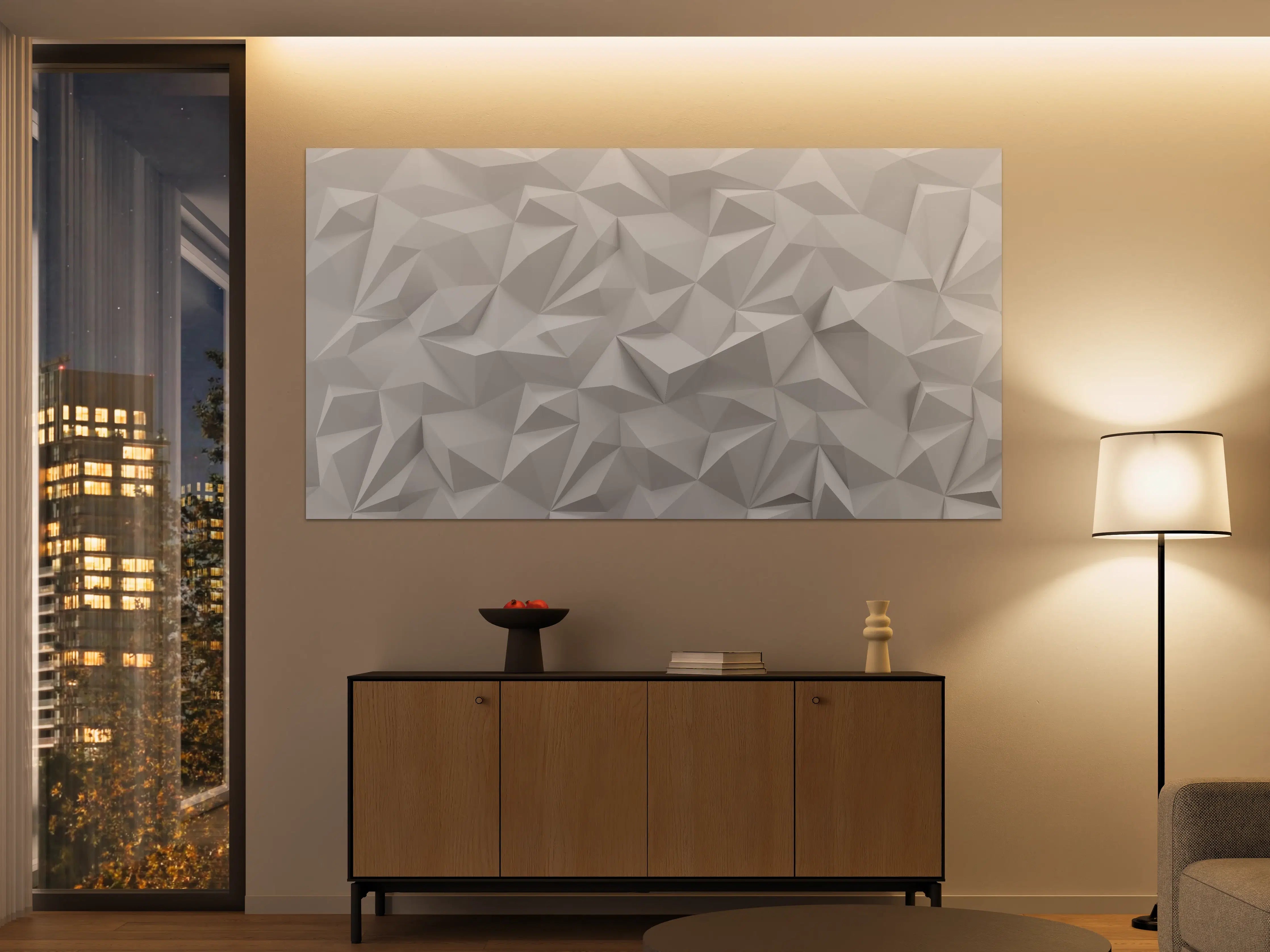Große Wandbilder - Weißes Low-Poly Design