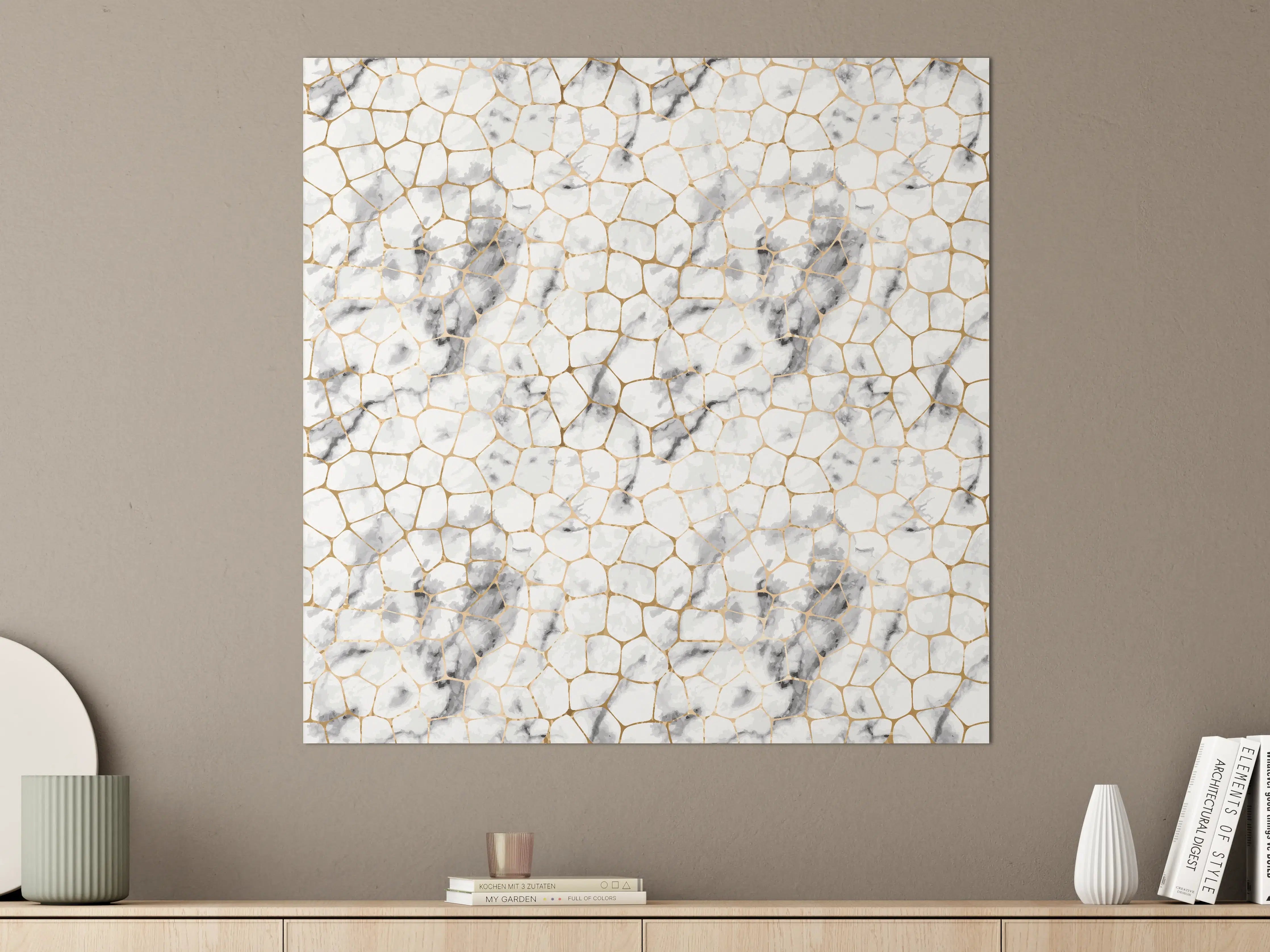 Große Wandbilder - Weißes Marmor-Geometrie-Muster