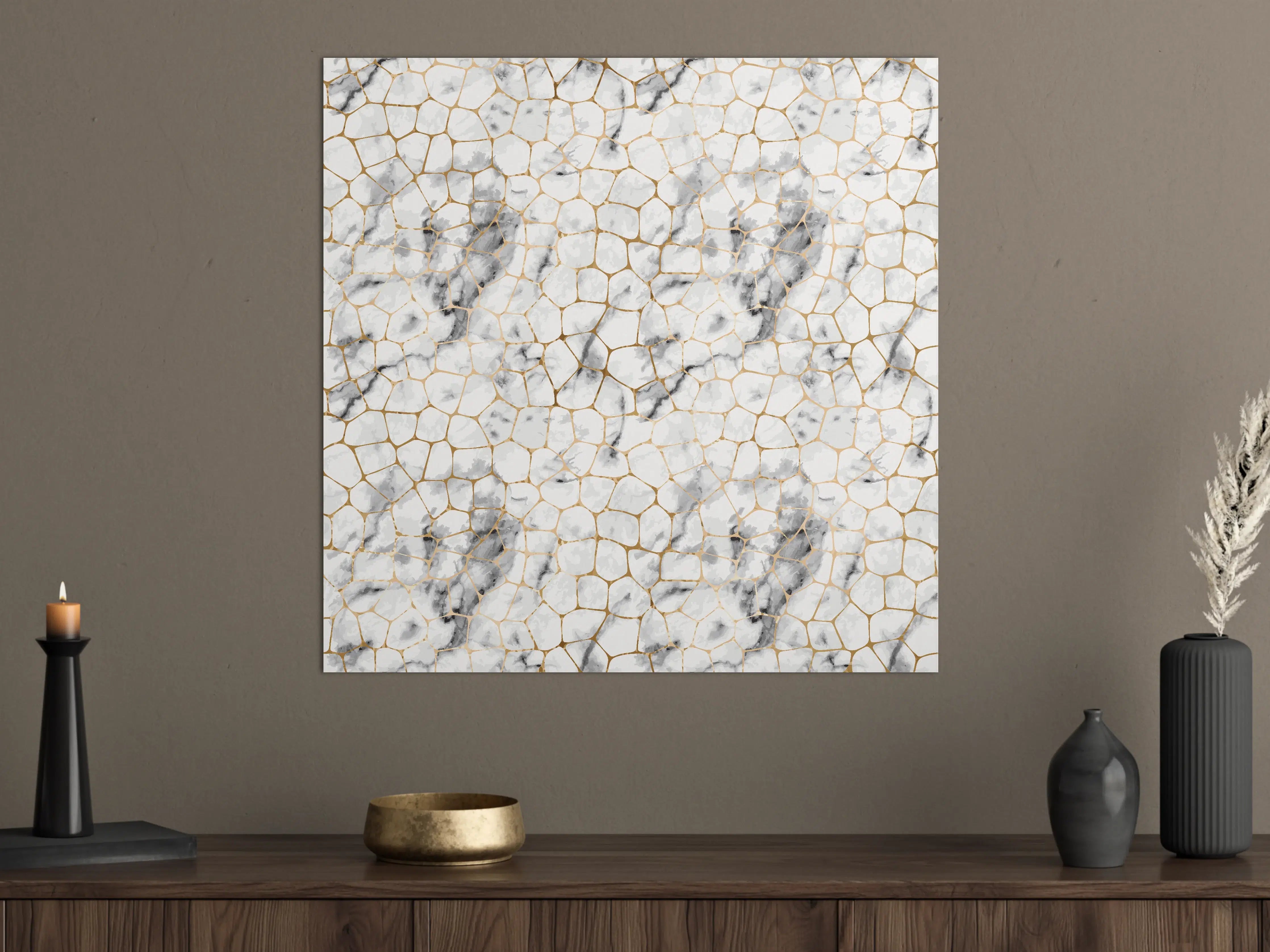 Große Wandbilder - Weißes Marmor-Geometrie-Muster