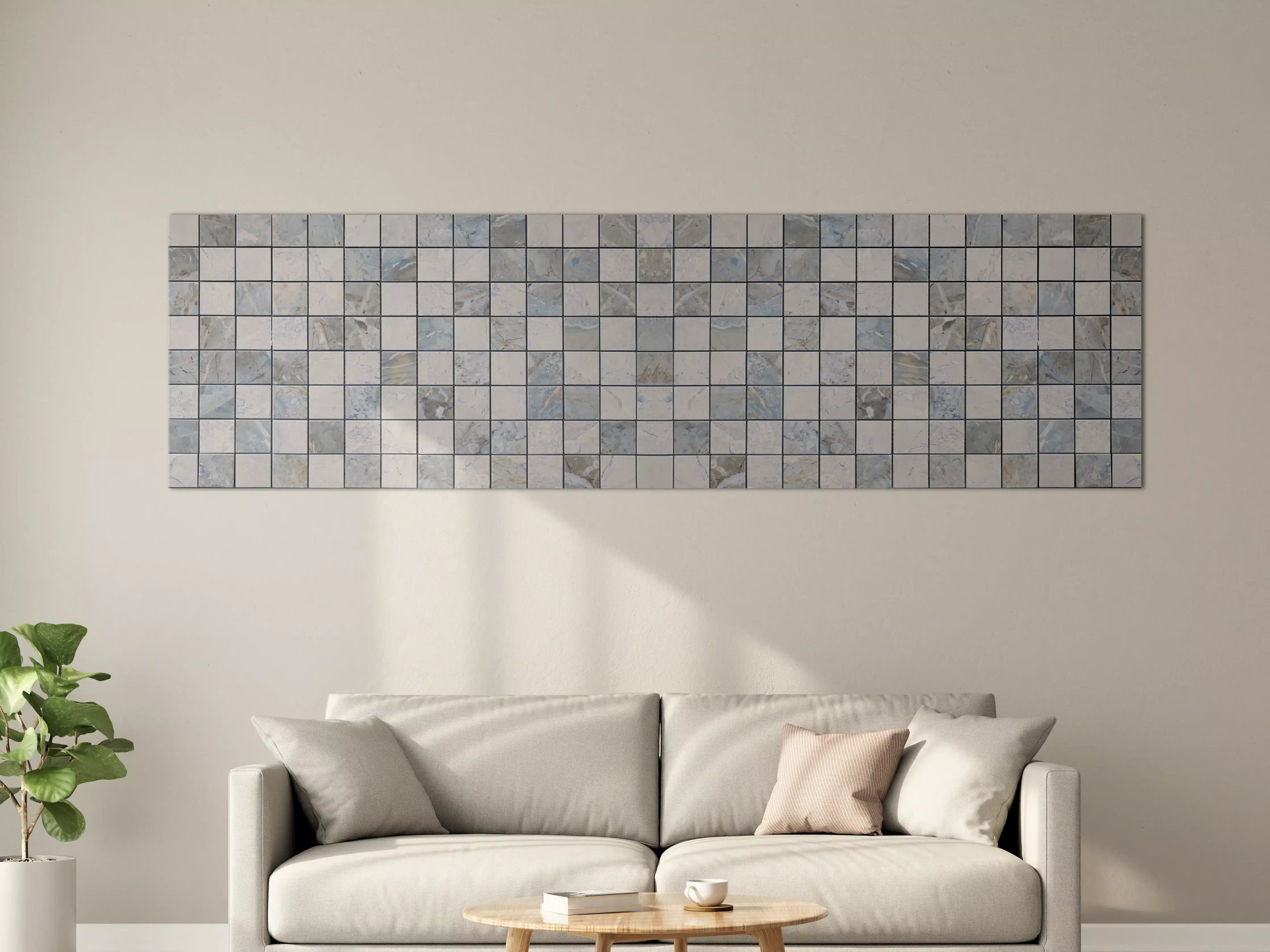 Große Wandbilder - Weißes Mosaik in Grautönen