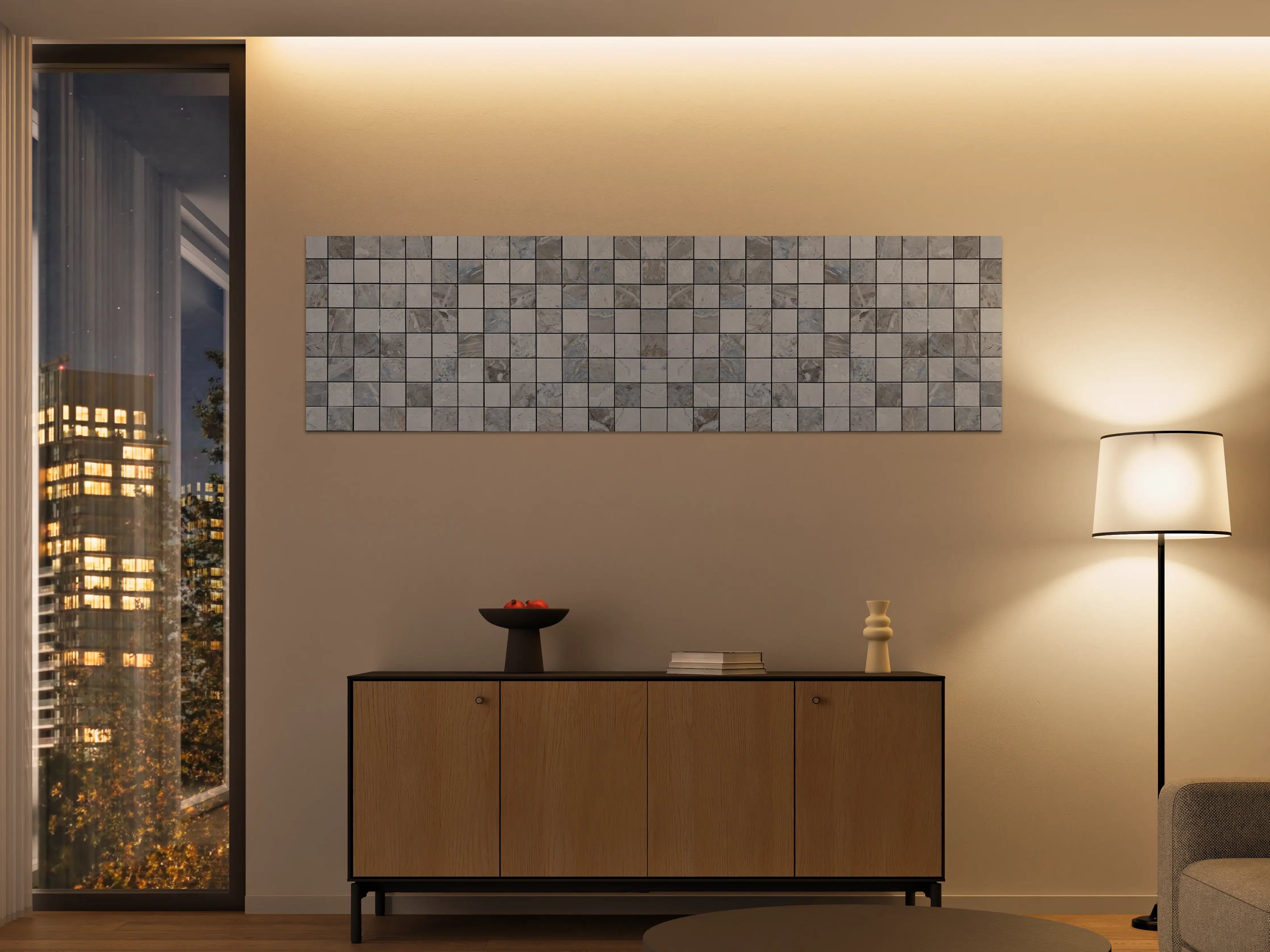 Große Wandbilder - Weißes Mosaik in Grautönen