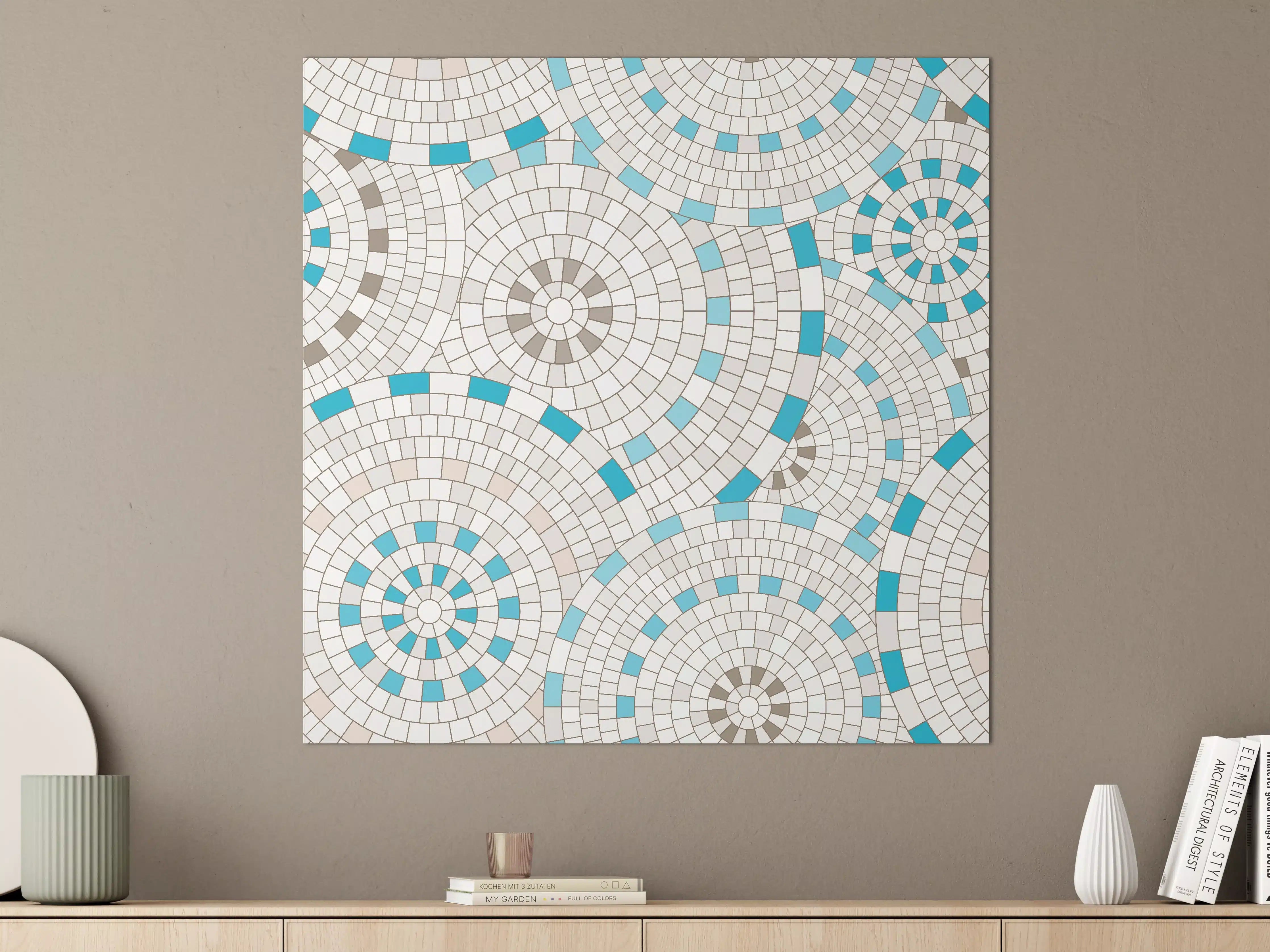 Große Wandbilder - Weißes Mosaik mit Akzenten