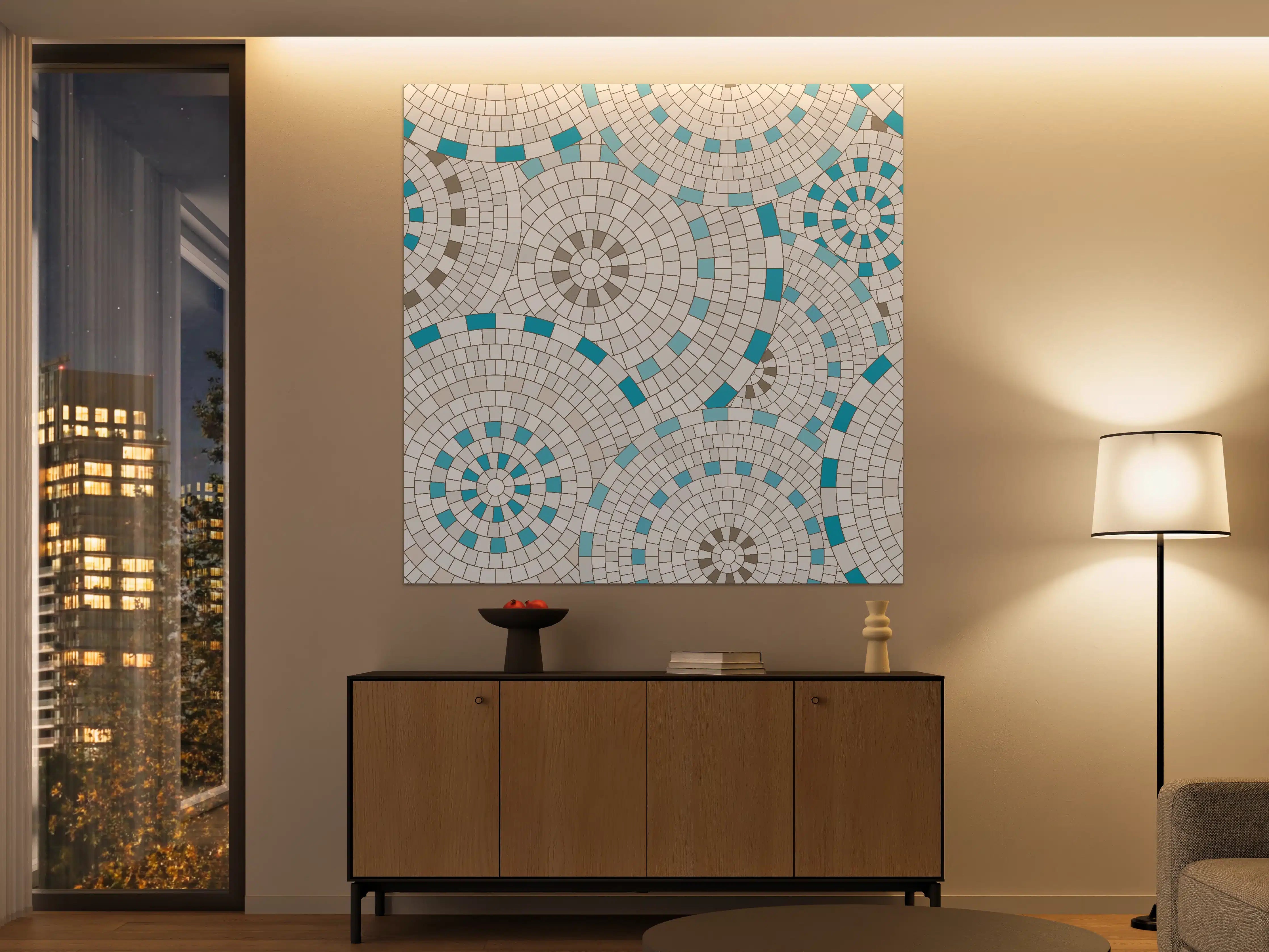 Große Wandbilder - Weißes Mosaik mit Akzenten