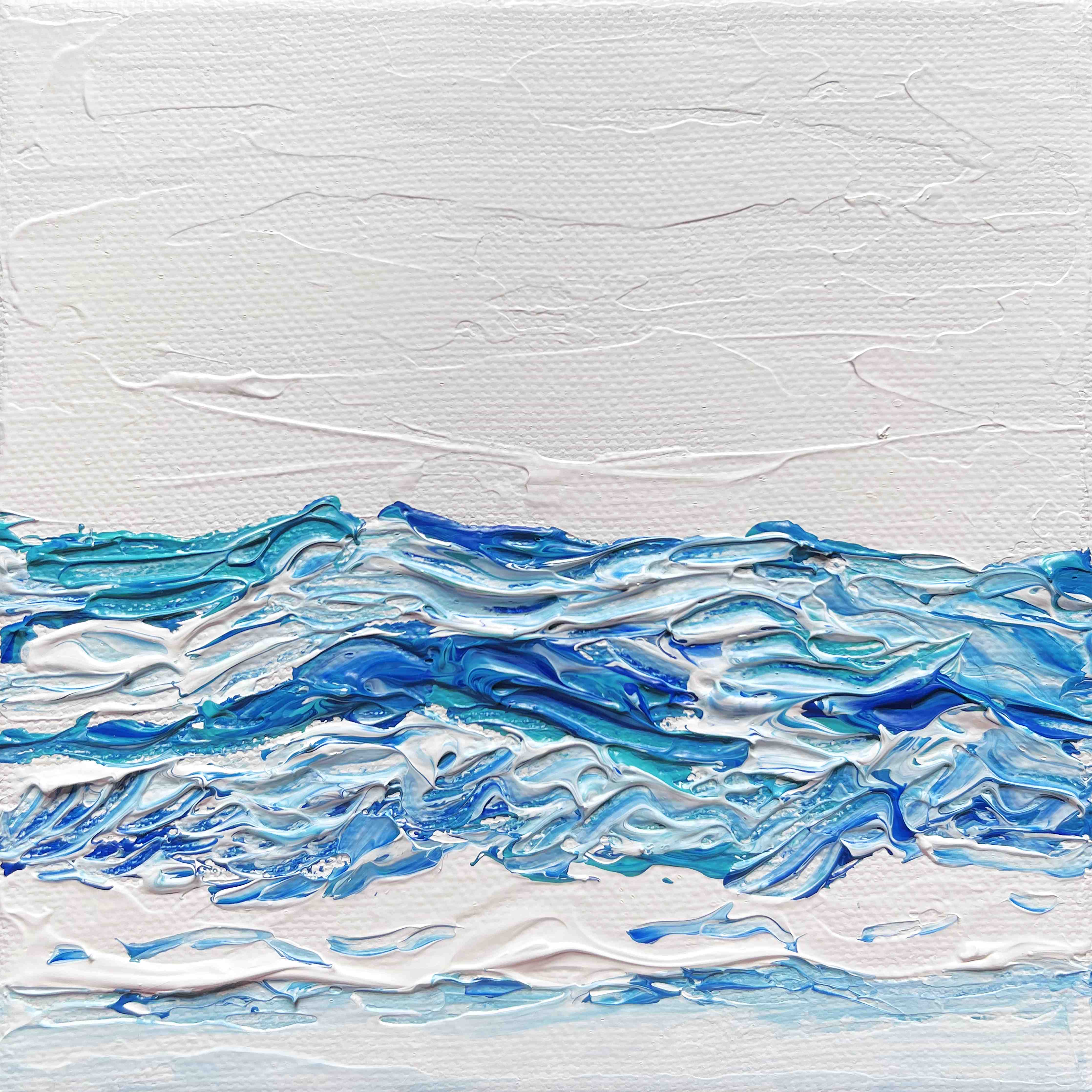 Große Wandbilder-Wellen in Blau und Weiß, modernes Acrylkunstwerk
