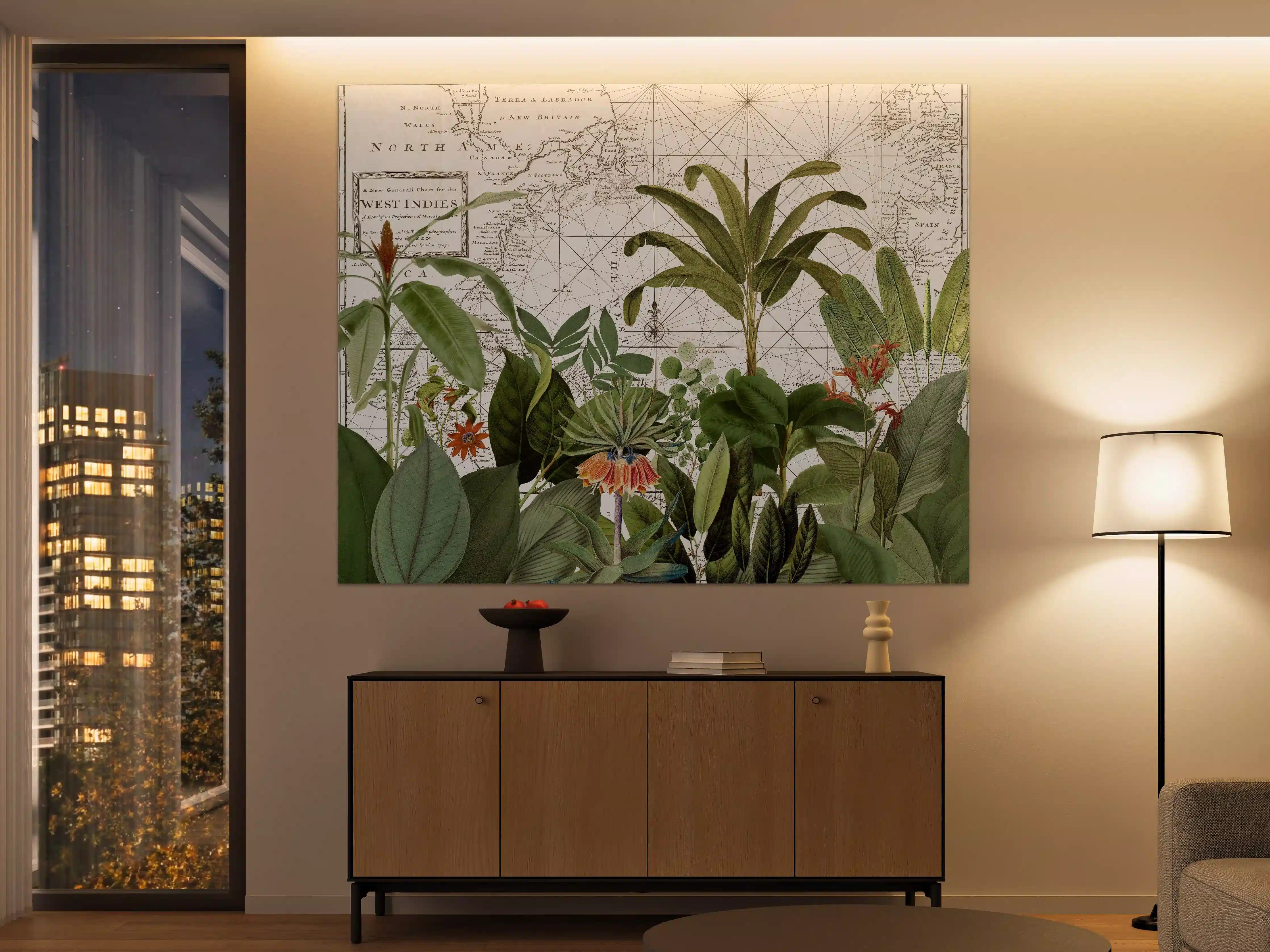 Große Wandbilder - Weltkarte mit exotischen Pflanzen