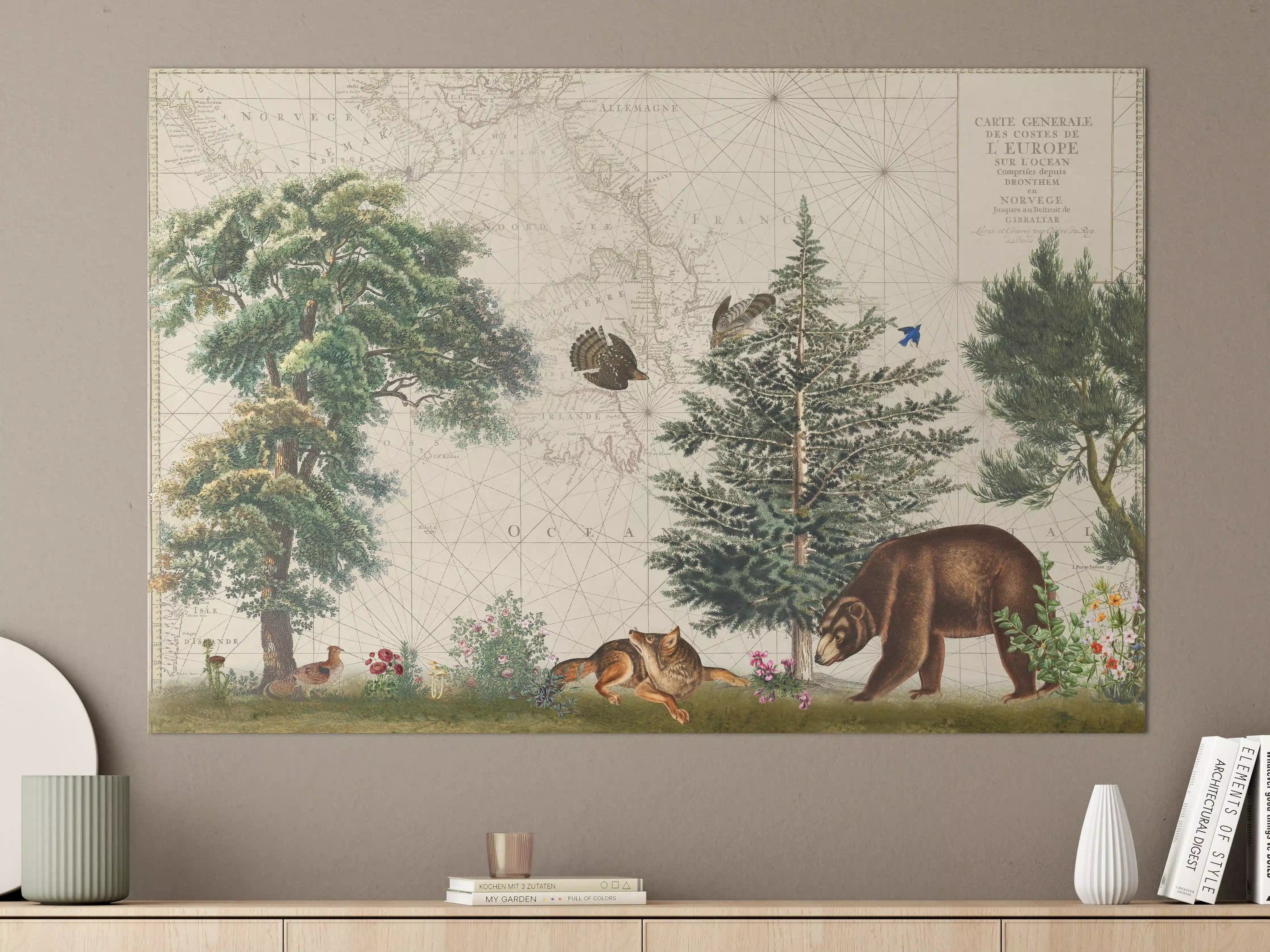 Große Wandbilder - Weltkarte mit tropischem Wald