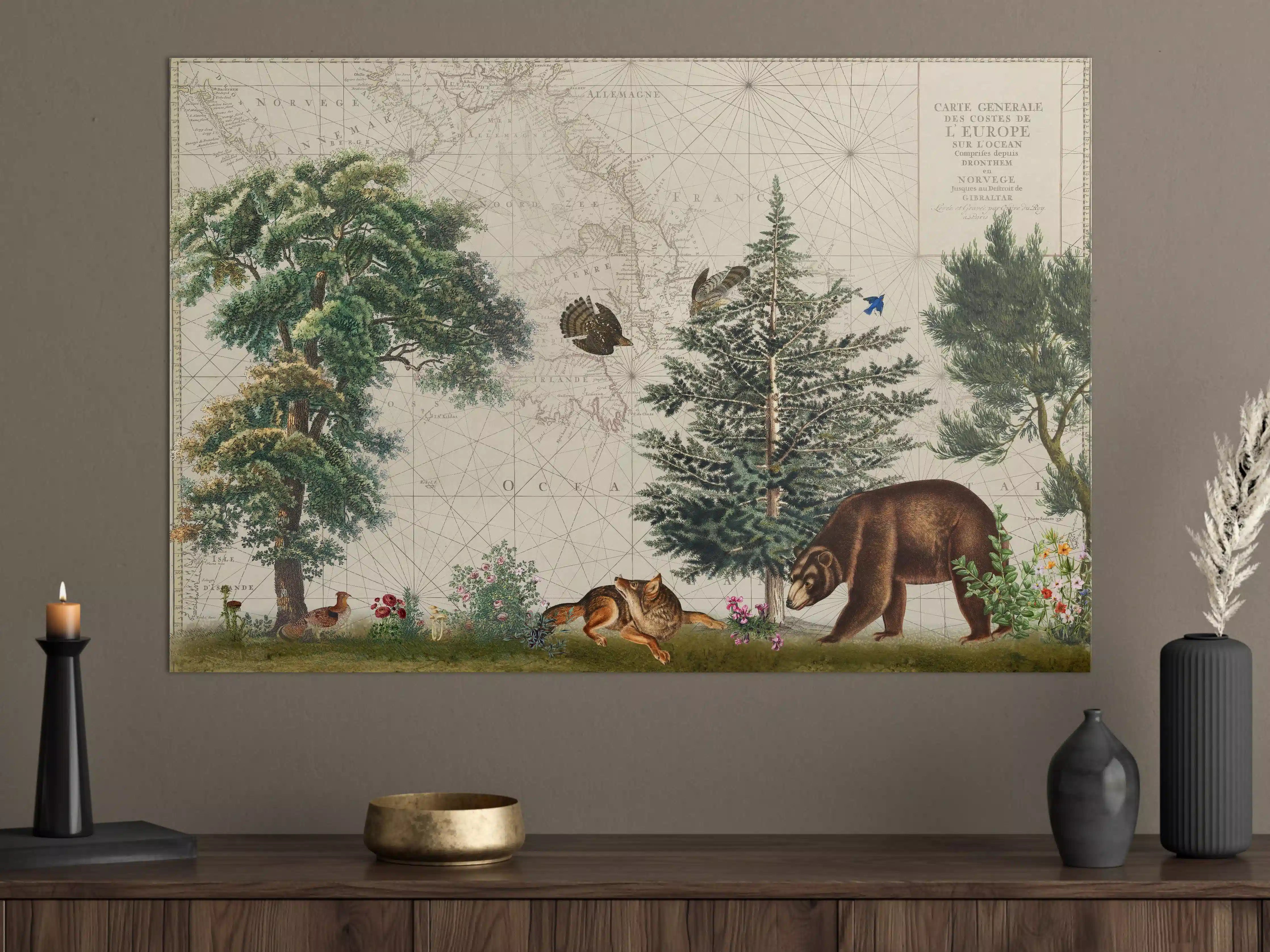 Große Wandbilder - Weltkarte mit tropischem Wald