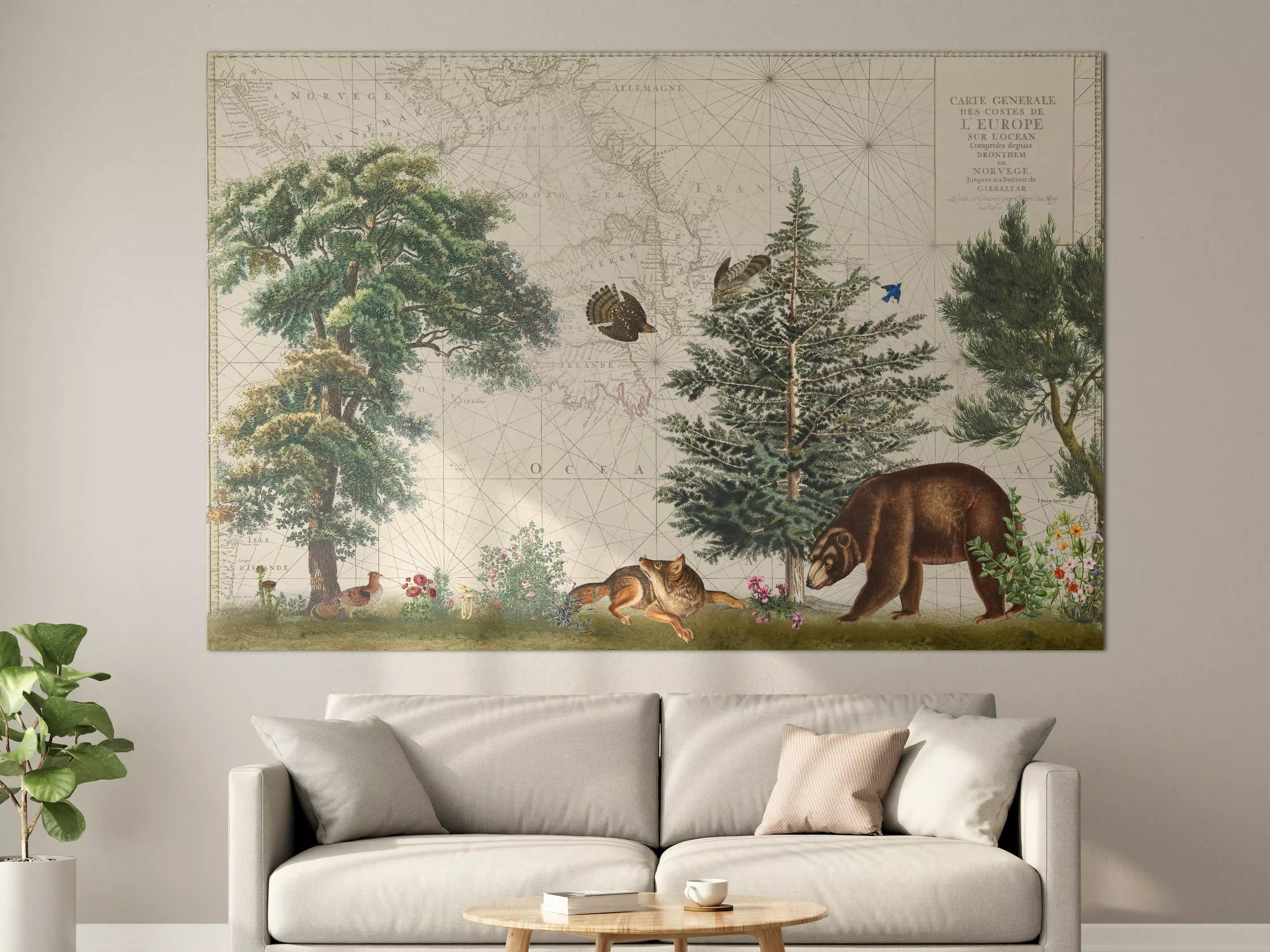 Große Wandbilder - Weltkarte mit tropischem Wald