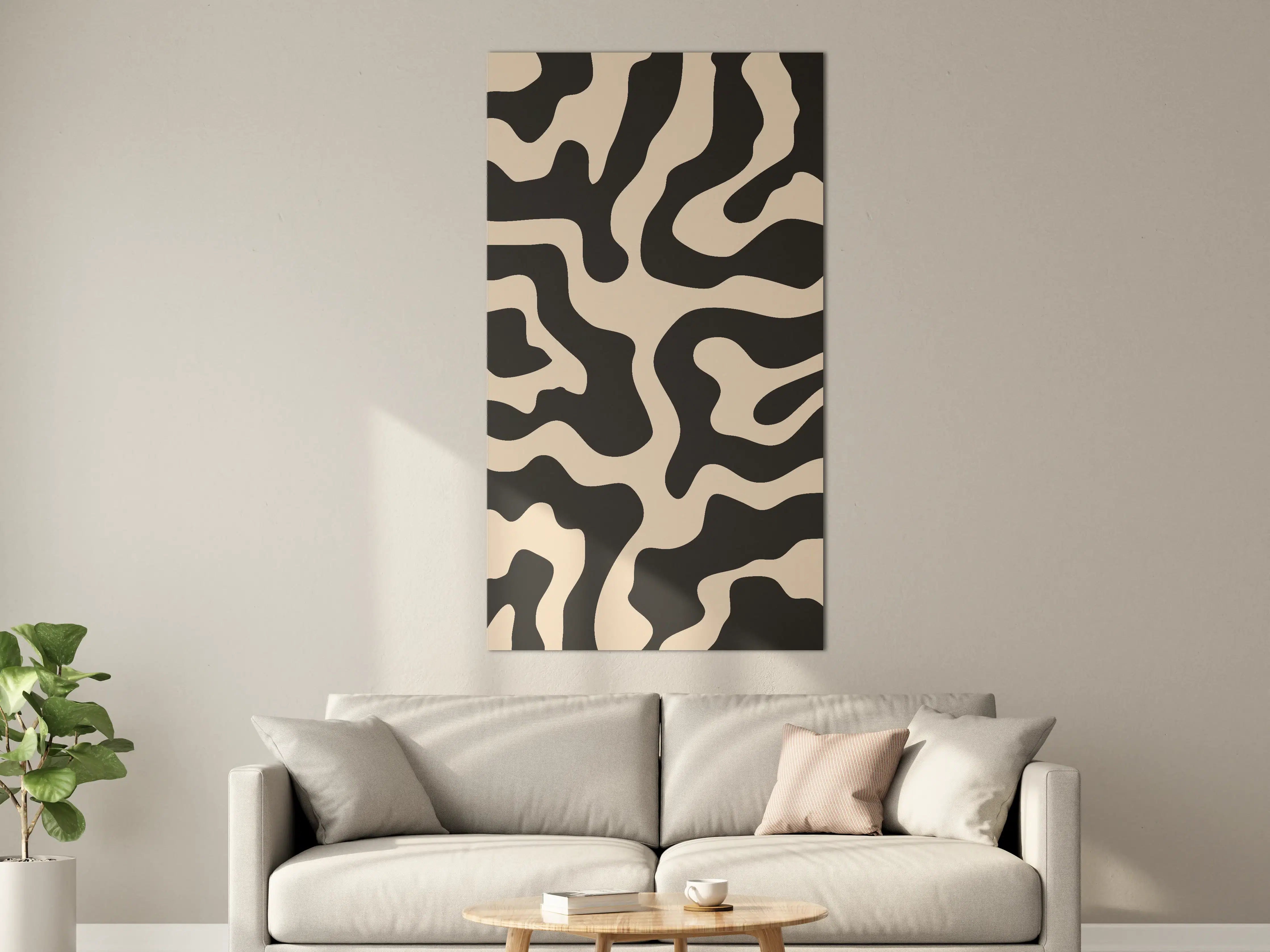 Große Wandbilder - Wildledermuster in Schwarz-Beige