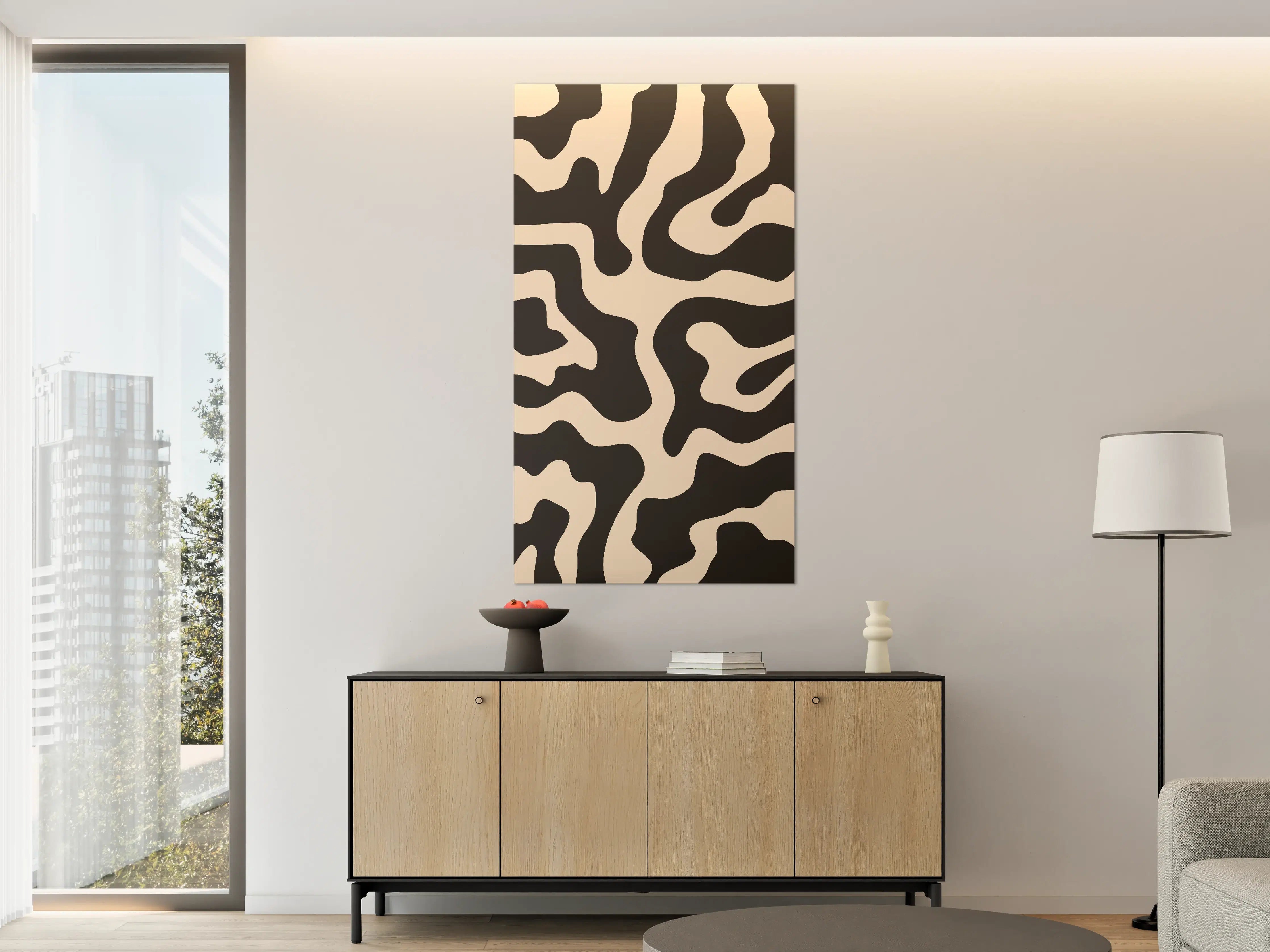 Große Wandbilder - Wildledermuster in Schwarz-Beige