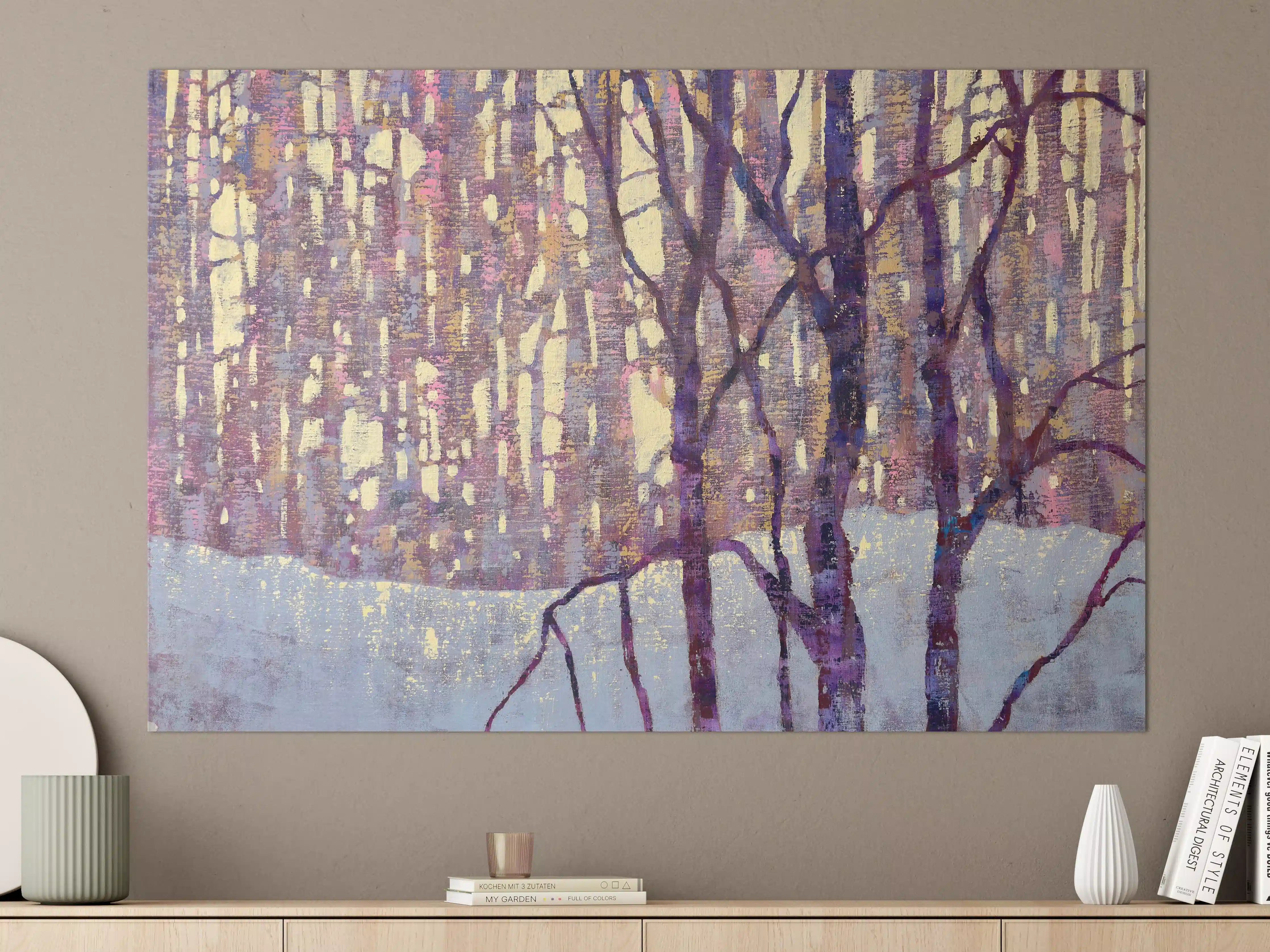 Große Wandbilder - Winterliche Baumlandschaft mit Silhouetten