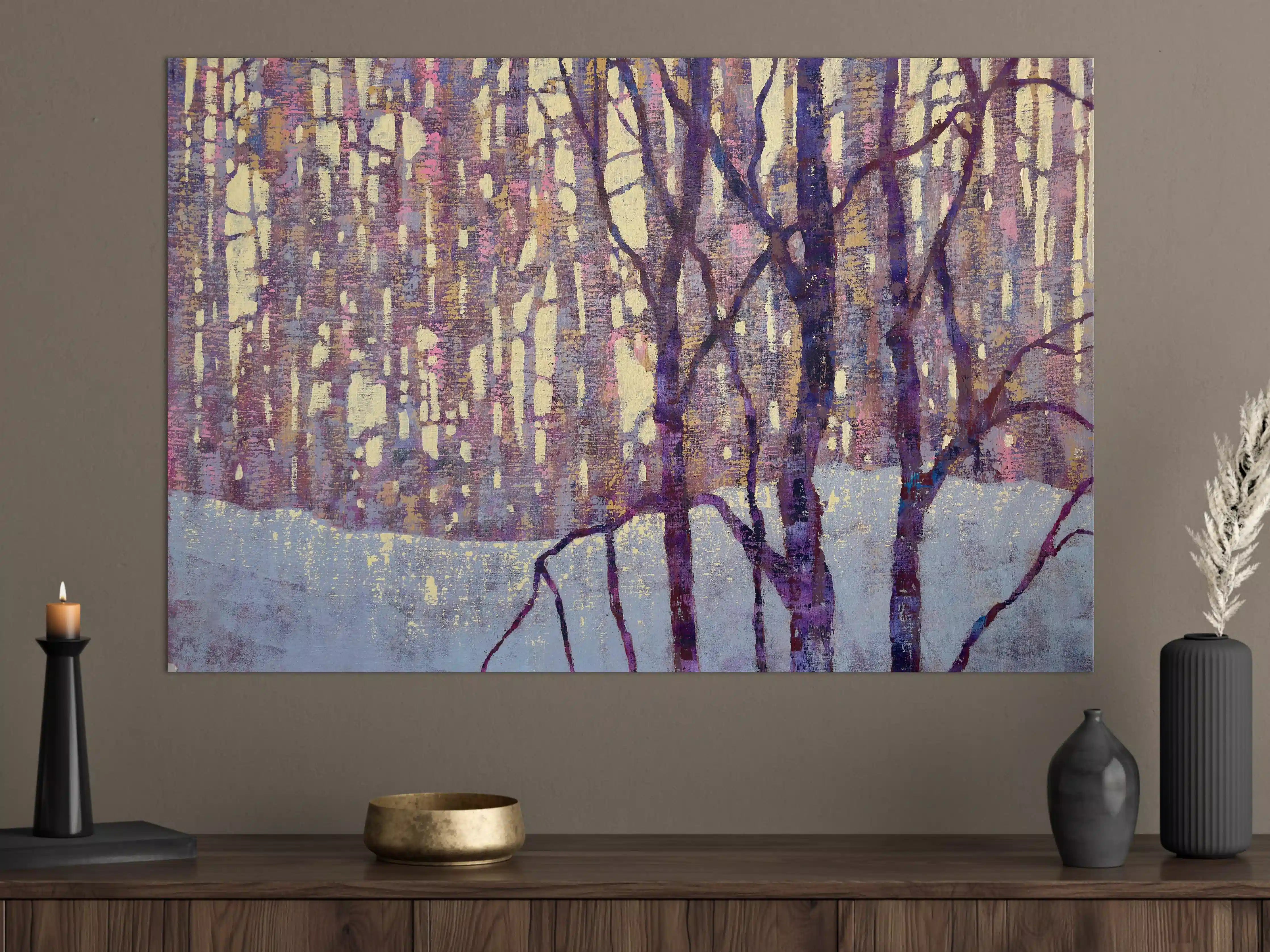 Große Wandbilder - Winterliche Baumlandschaft mit Silhouetten